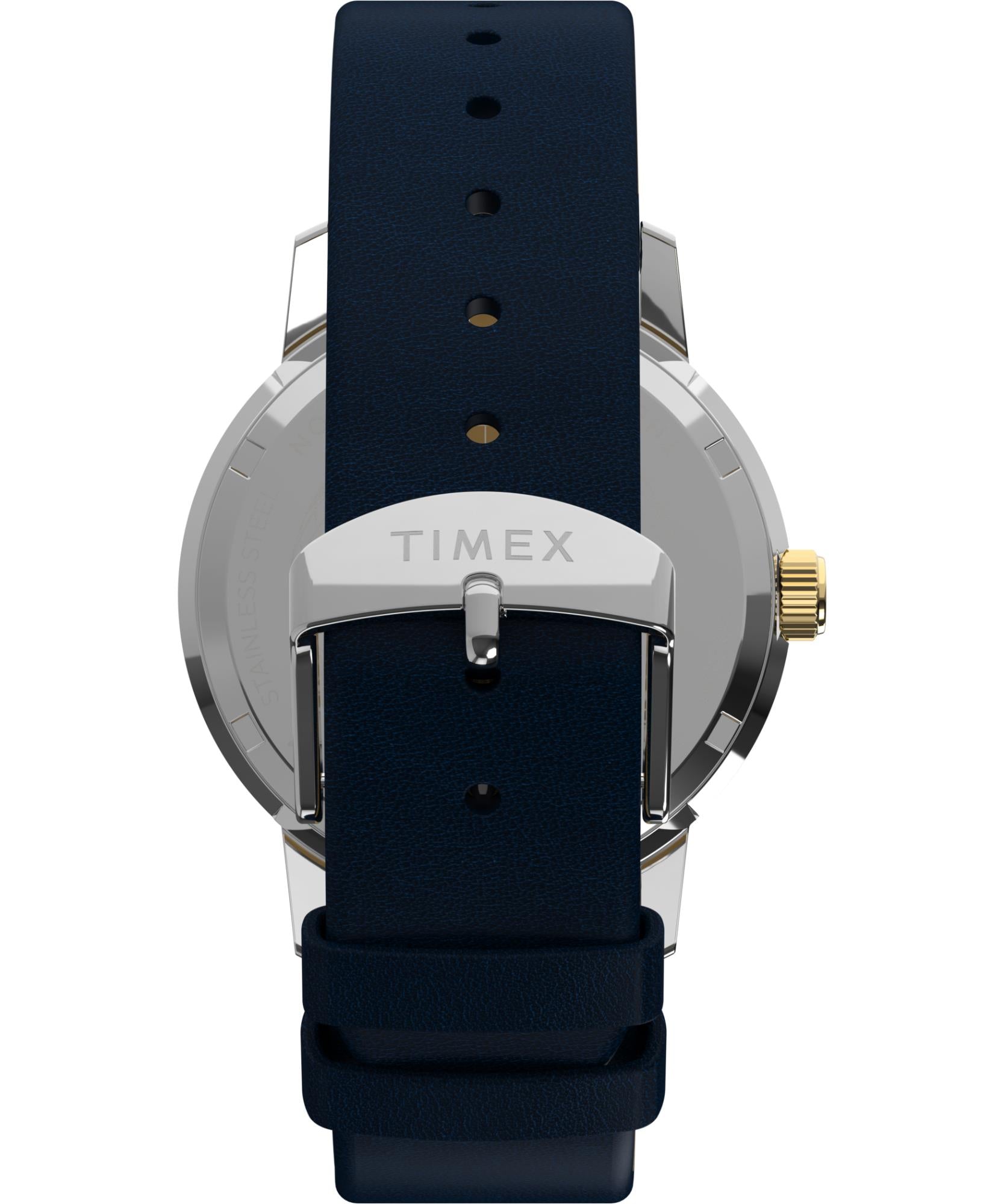 Timex Marlin 40mm Blaues Zifferblatt Leder Herren Quarz Uhr TW2Y47900