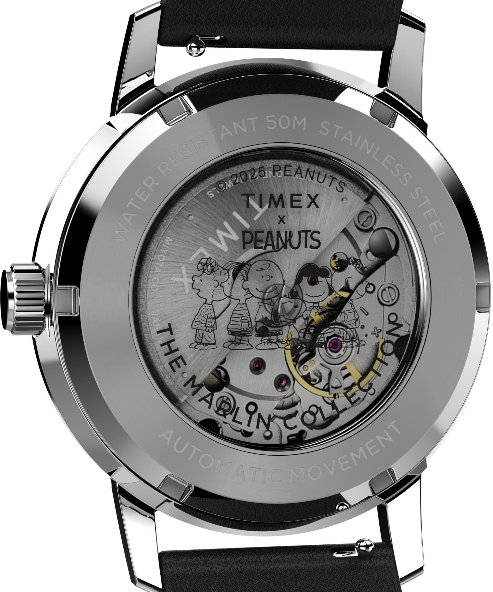 Timex Peanuts 40mm Silbernes Zifferblatt Leder Herren Quarz Uhr TW2W87200