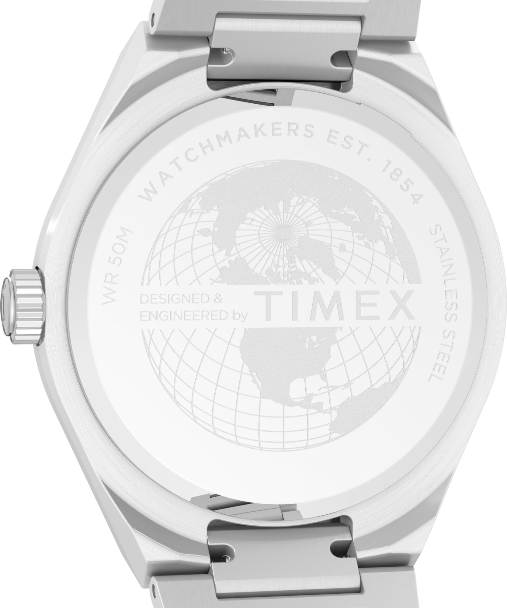 Timex Q 39mm Blaues Zifferblatt Stahl Herren Quarz Uhr TW2Y35200