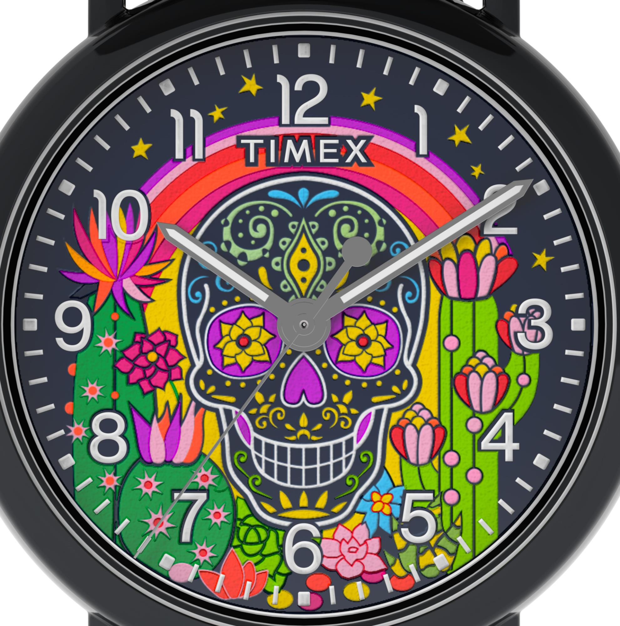 Timex Weekender 40mm Multicoloured Dial Leather Mens Quartz Watch TW2Y15900