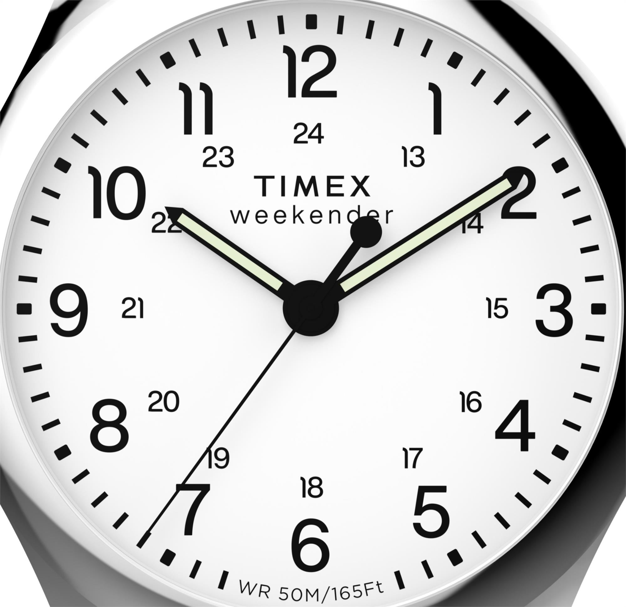 Timex Weekender 39mm Weißes Zifferblatt Leder Herren Quarz Uhr TW2Y35800