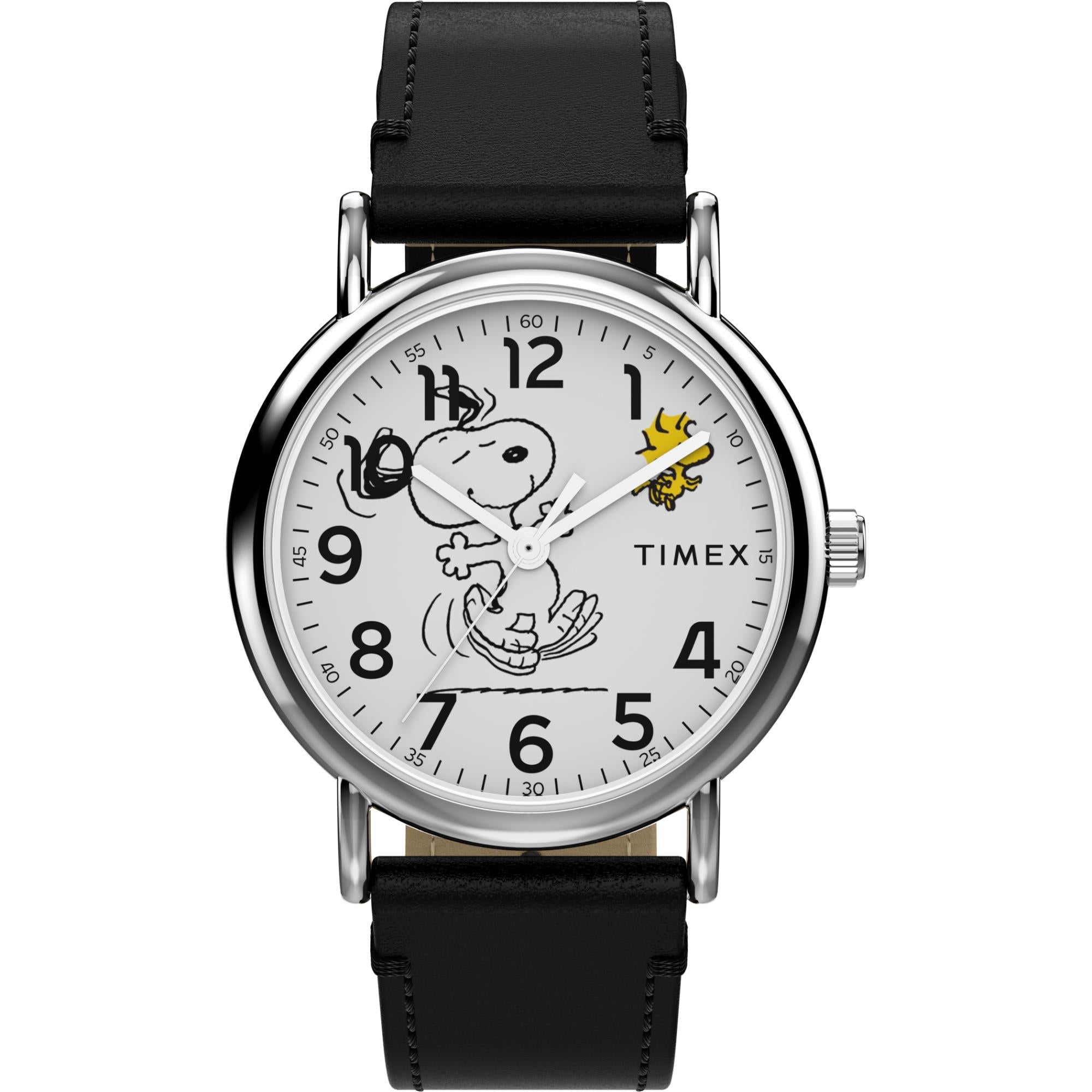 Timex X Peanuts Snoopy Dancing Quartz White Dial Leather Strap Watch TW2Y31000