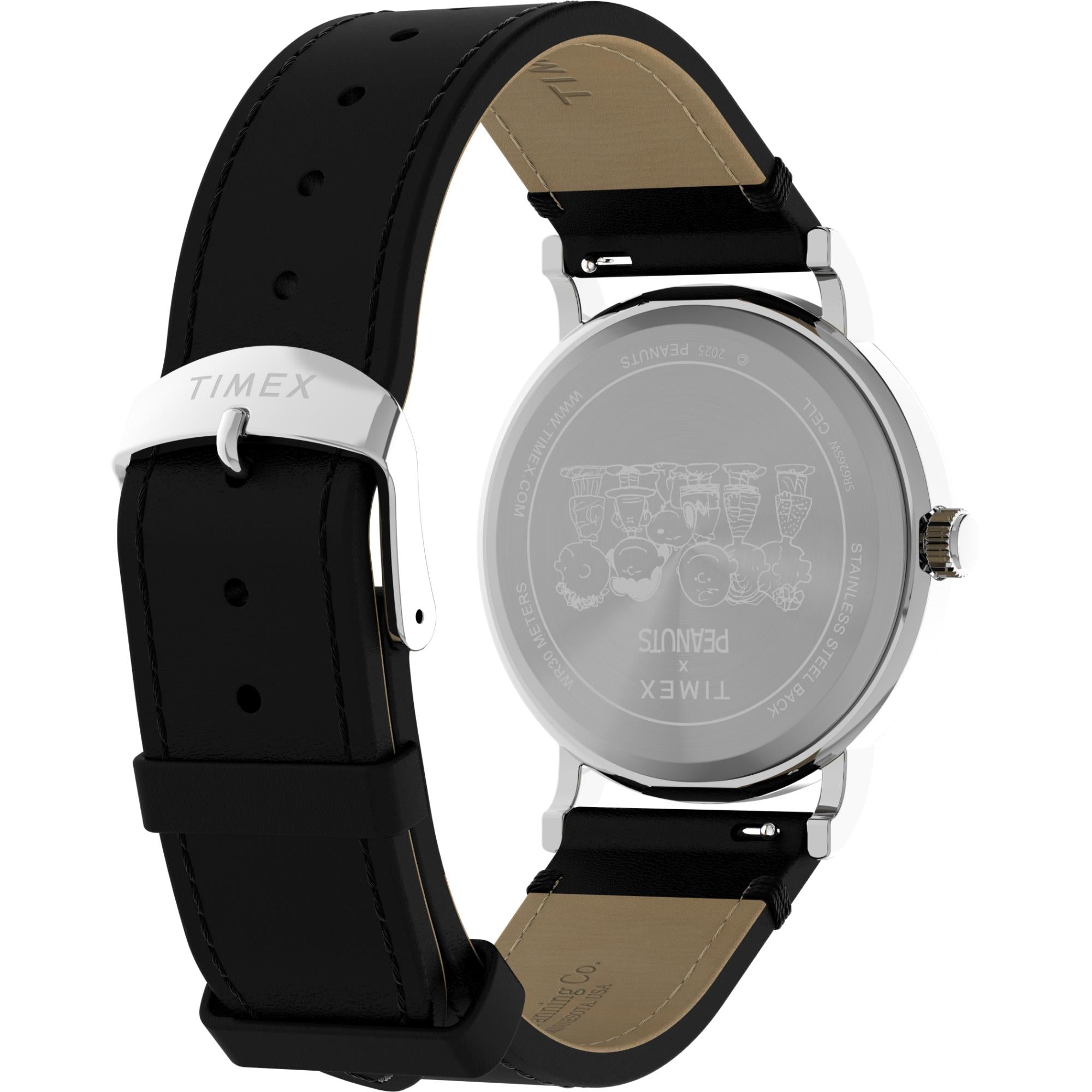 Timex Peanuts 38mm White Dial Leather Quartz Watch TW2Y31000