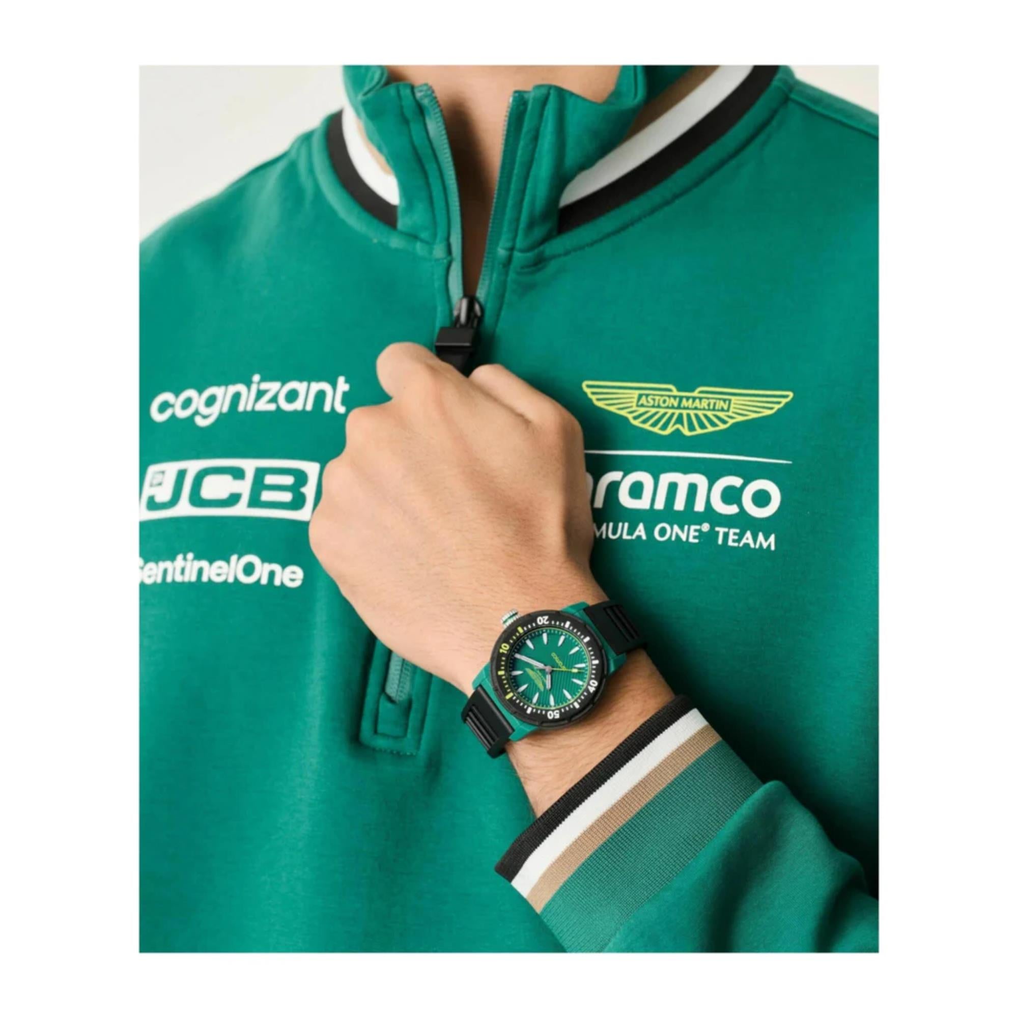 Aston Martin Aramco Formula One Team Quartz Podium Green Dial Silicone Watch MTFK1F502