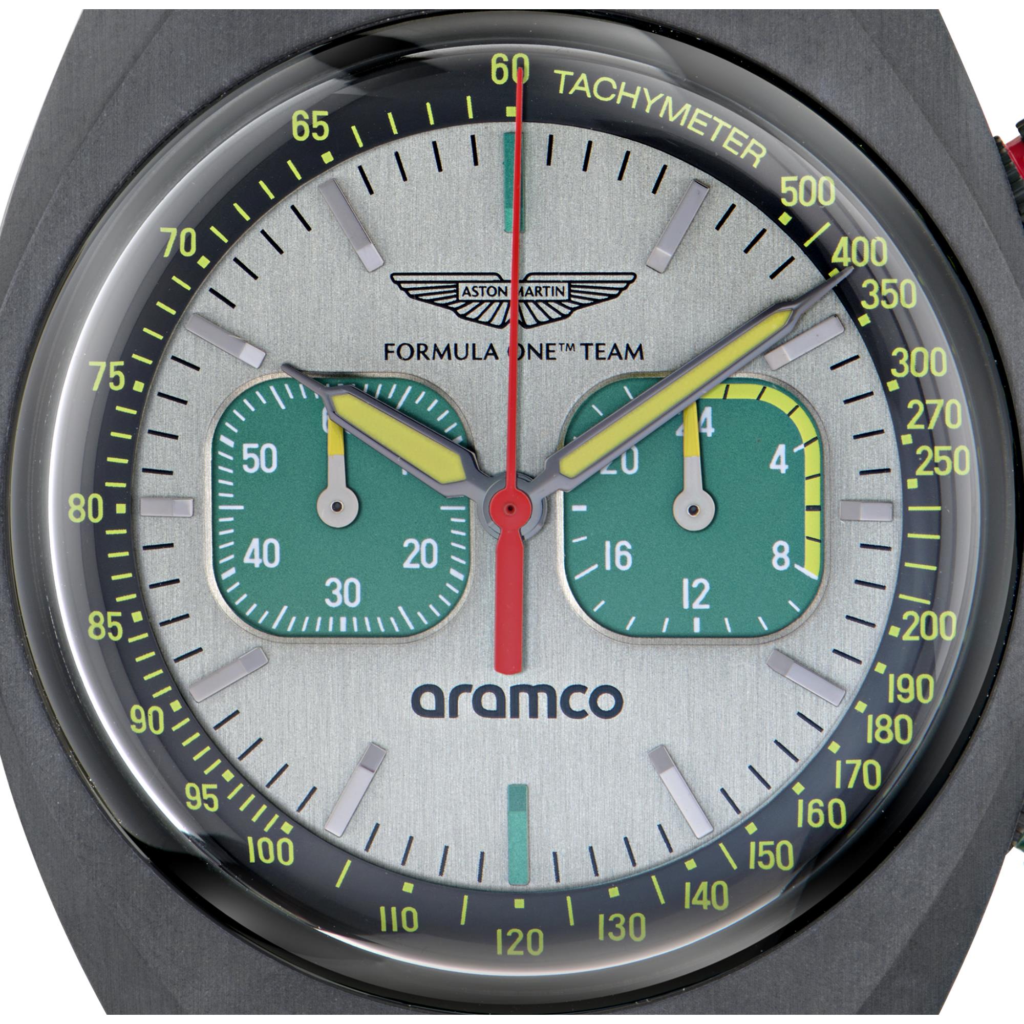 Aston Martin Aramco Formula One Team Chronograph White Dial Black and Podium Green Nato Strap Men's Watch MTFD1F502