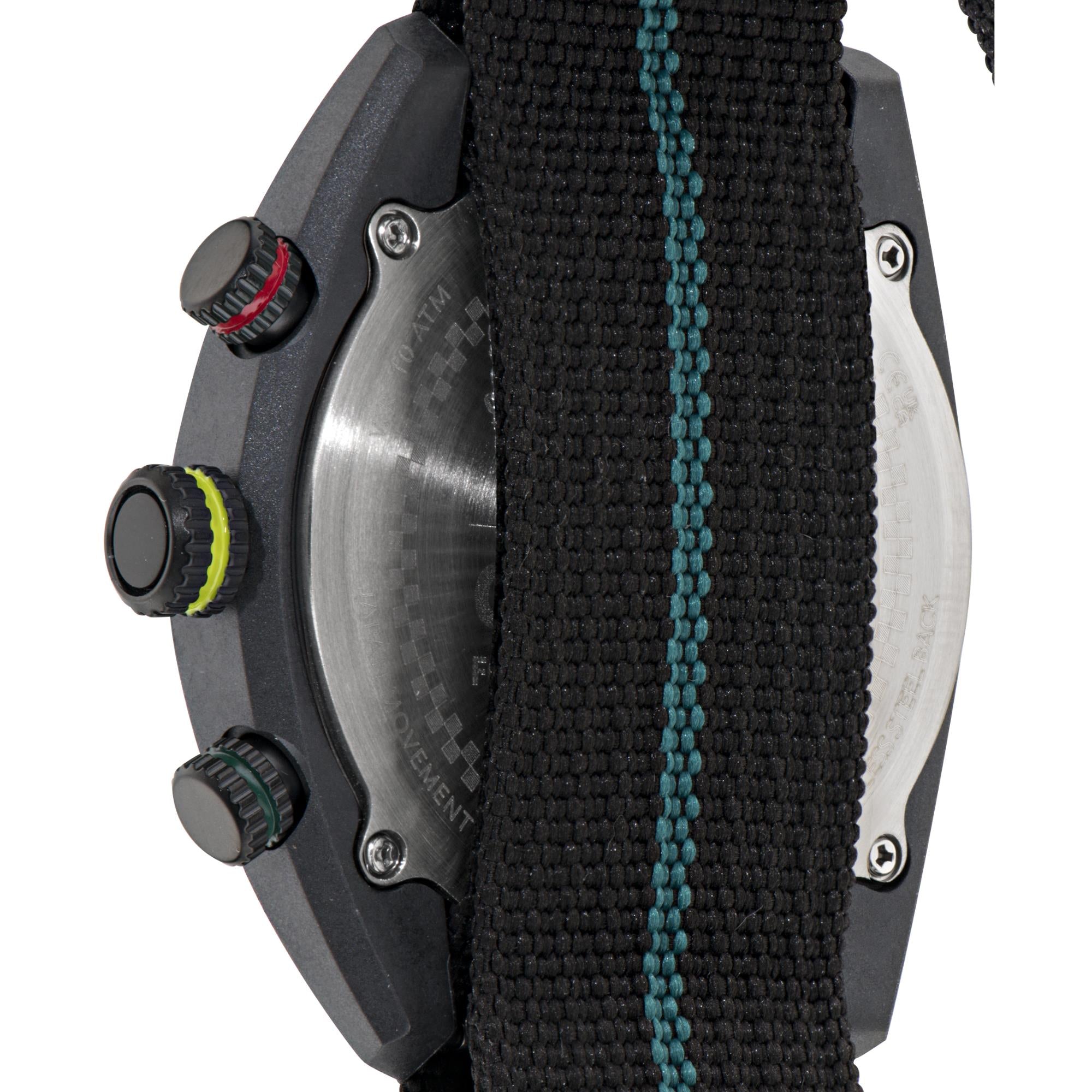 Aston Martin Aramco Formula One Team Chronograph White Dial Black and Podium Green Nato Strap Men's Watch MTFD1F502