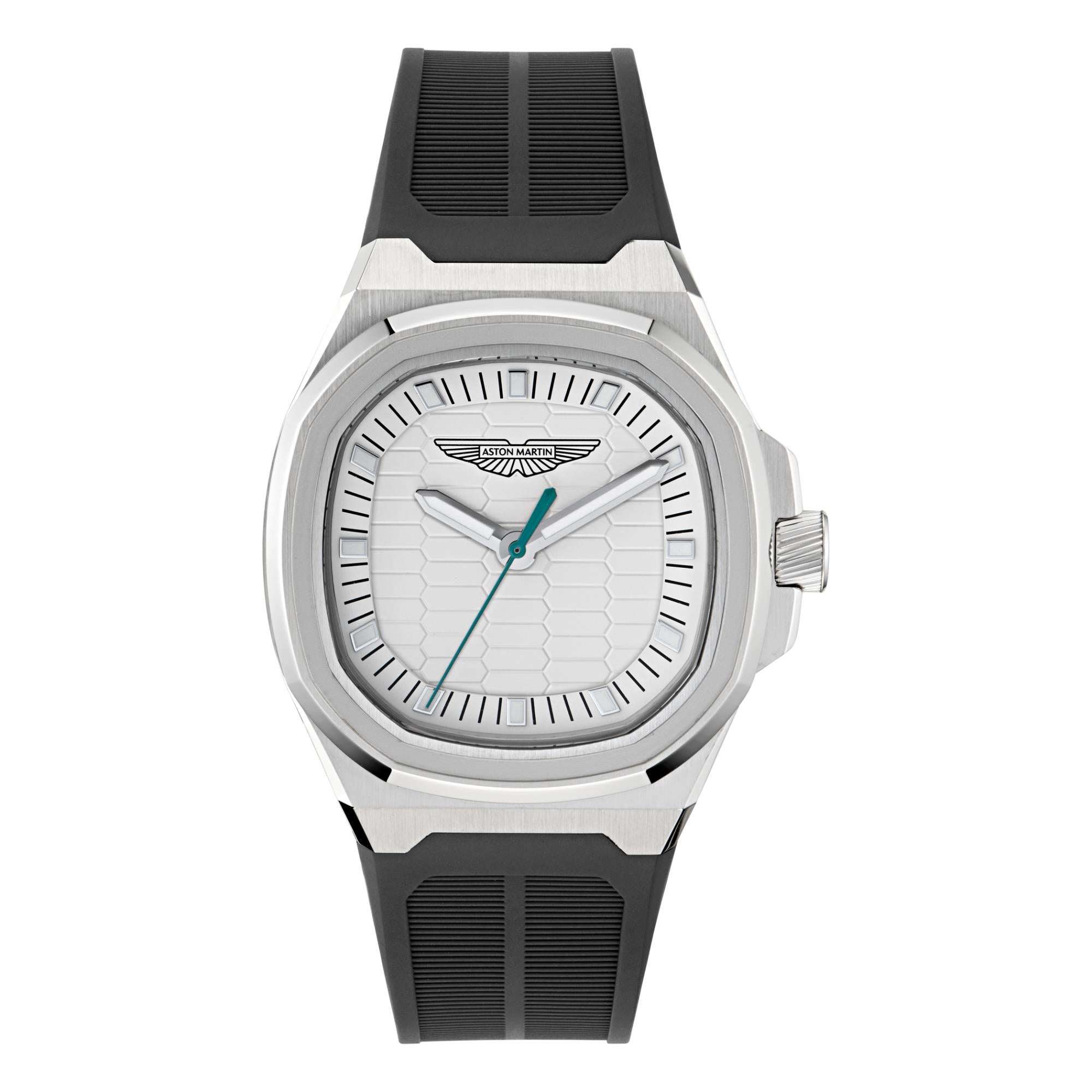 Aston Martin Quartz Silver Dial Black Silicone Strap Men's Watch MTIG1F502