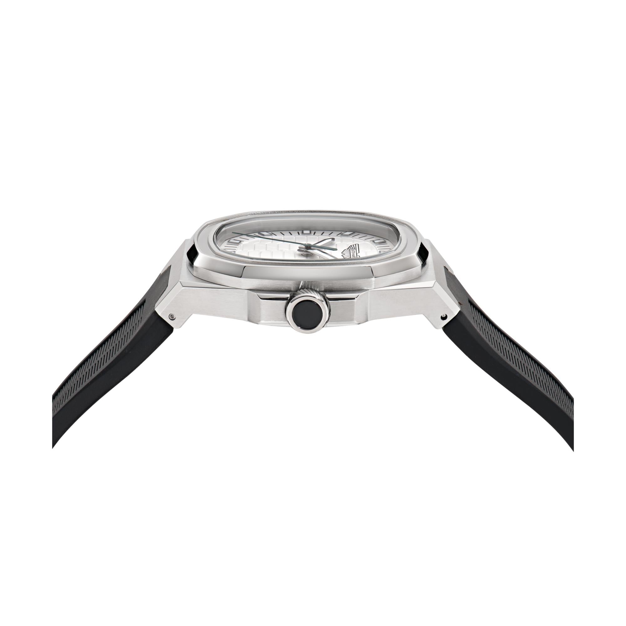 Aston Martin Quartz Silver Dial Black Silicone Strap Men's Watch MTIG1F502