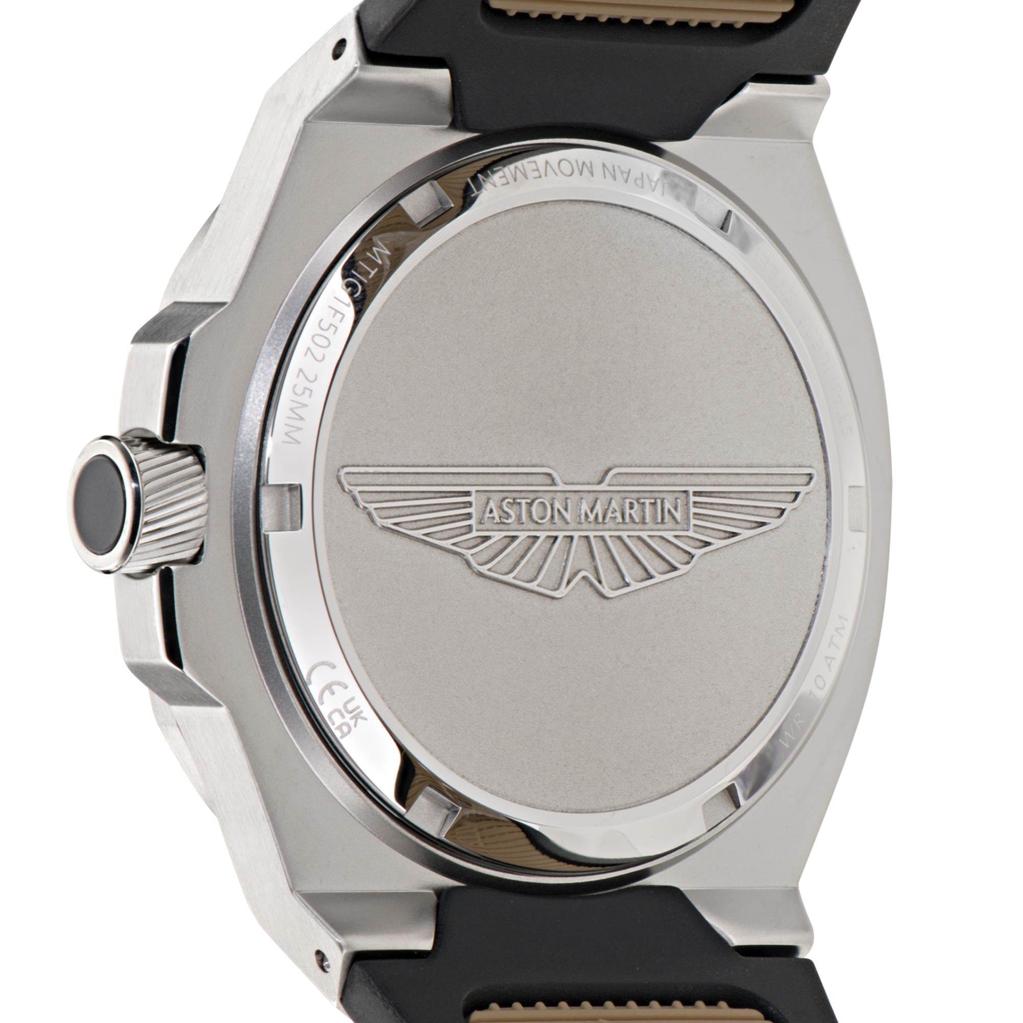 Aston Martin Quartz Silver Dial Black Silicone Strap Men's Watch MTIG1F502