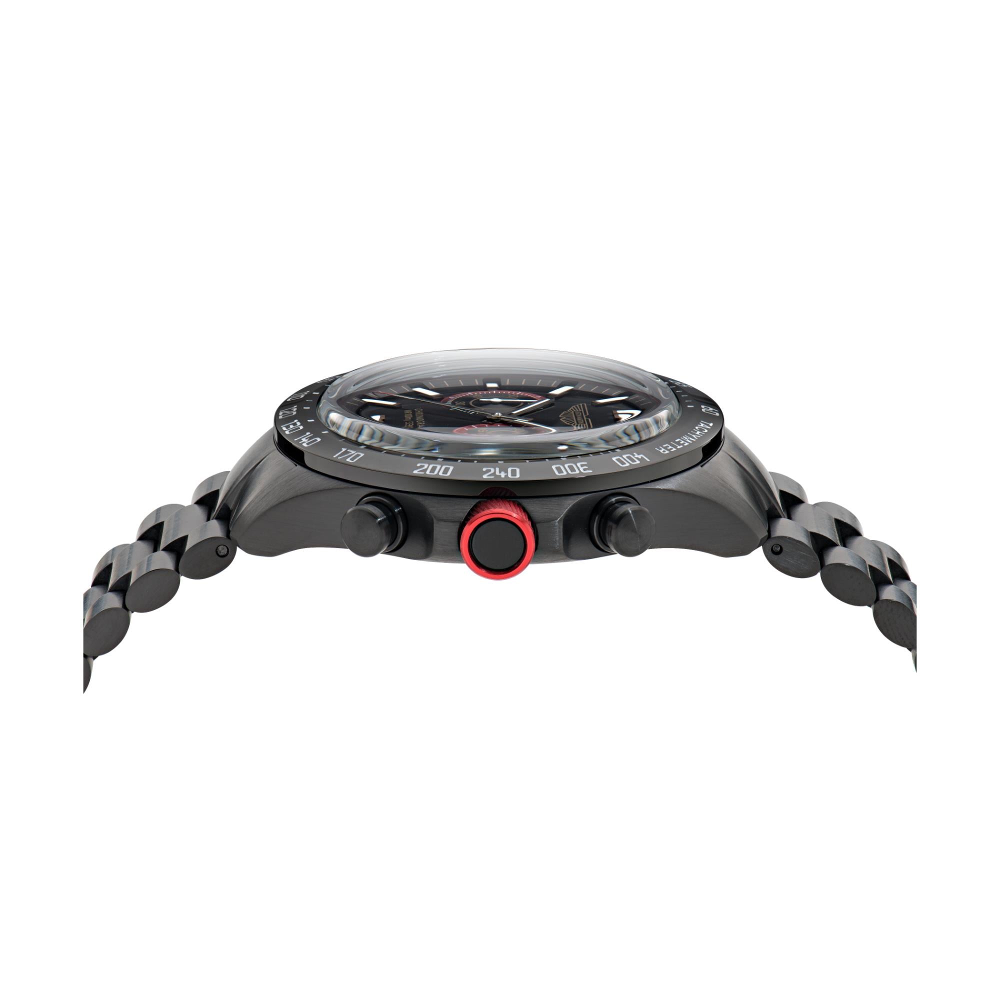 Aston Martin Quarz Chronograph schwarzes Zifferblatt IP Schwarz RSST-Armband Herren Uhr MTIS1F504