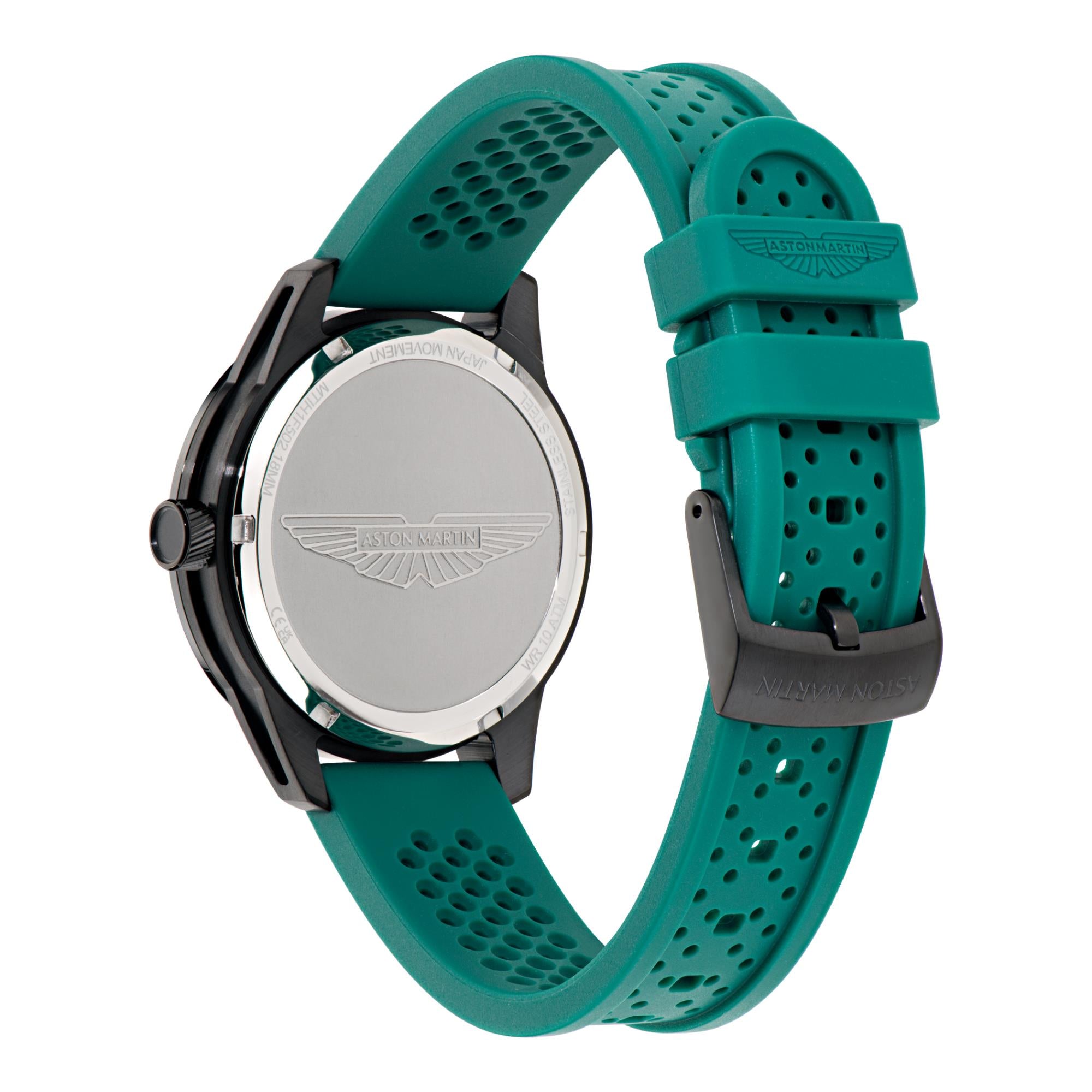 Aston Martin Quartz Black Dial Podium Green Silicone Strap Men's Watch MTIH1F502