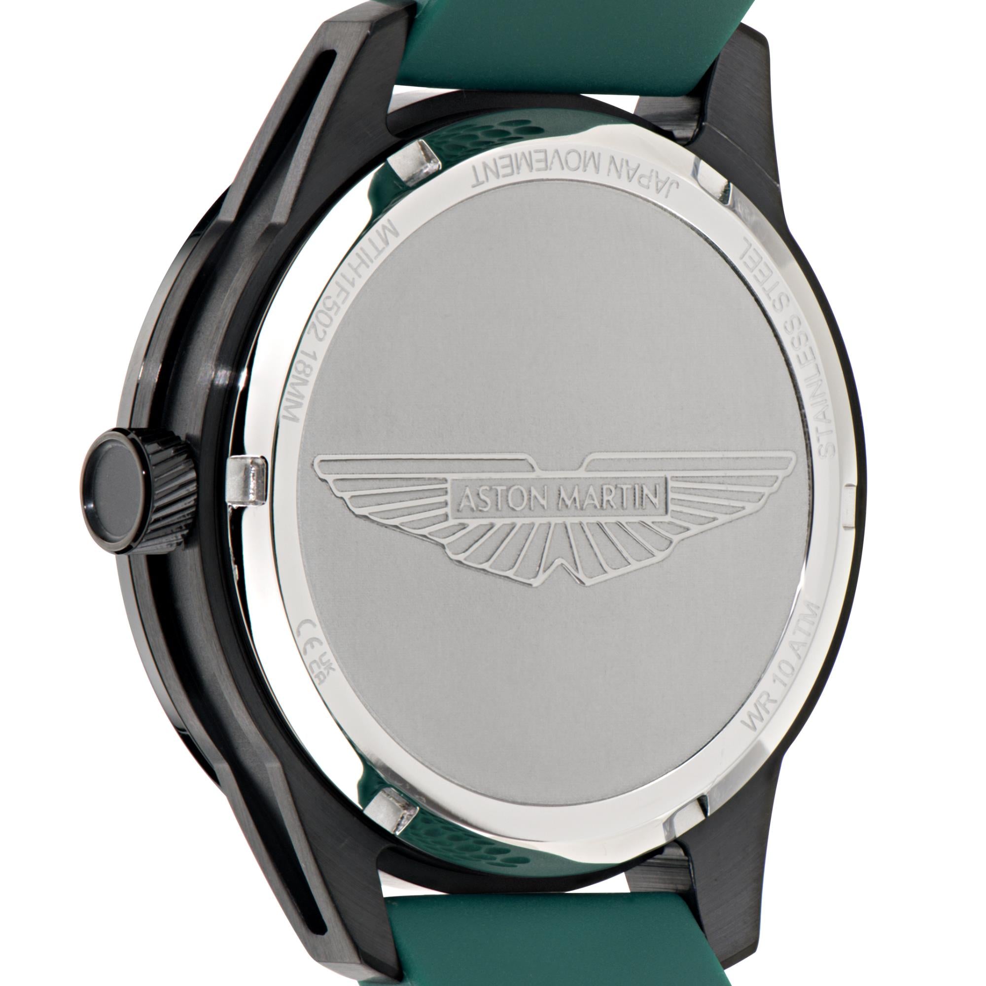Aston Martin Quartz Black Dial Podium Green Silicone Strap Men's Watch MTIH1F502