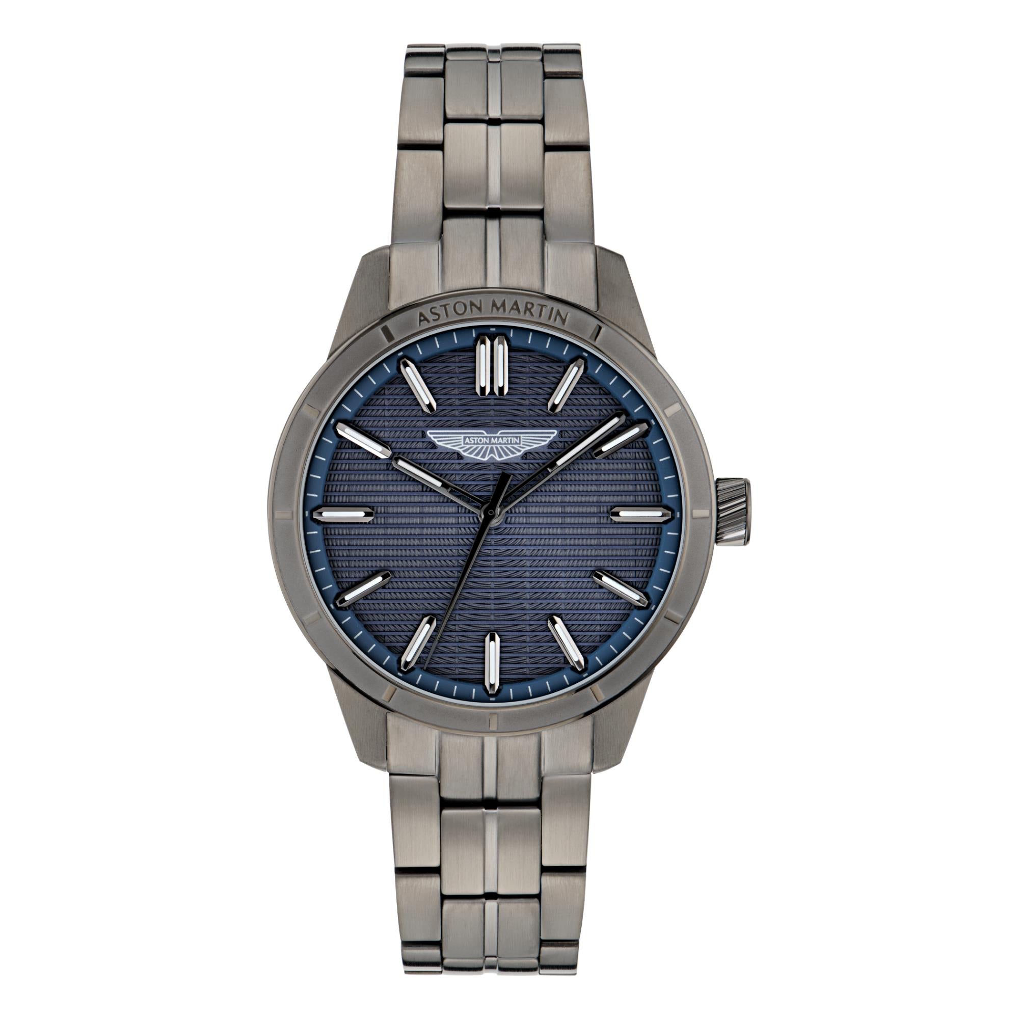 Aston Martin Quarz blaues Zifferblatt Gun RSST-Armband Herren Uhr MTIH1F504