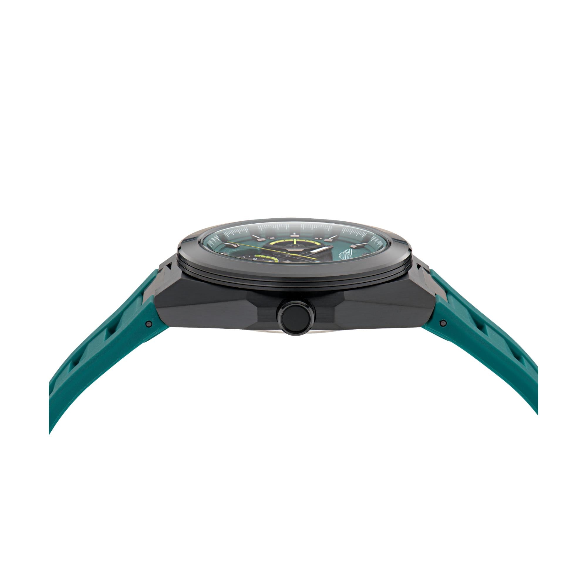 Aston Martin Quartz Chronograph Green Dial Podium Green Silicone Strap Watch MTRI1F503