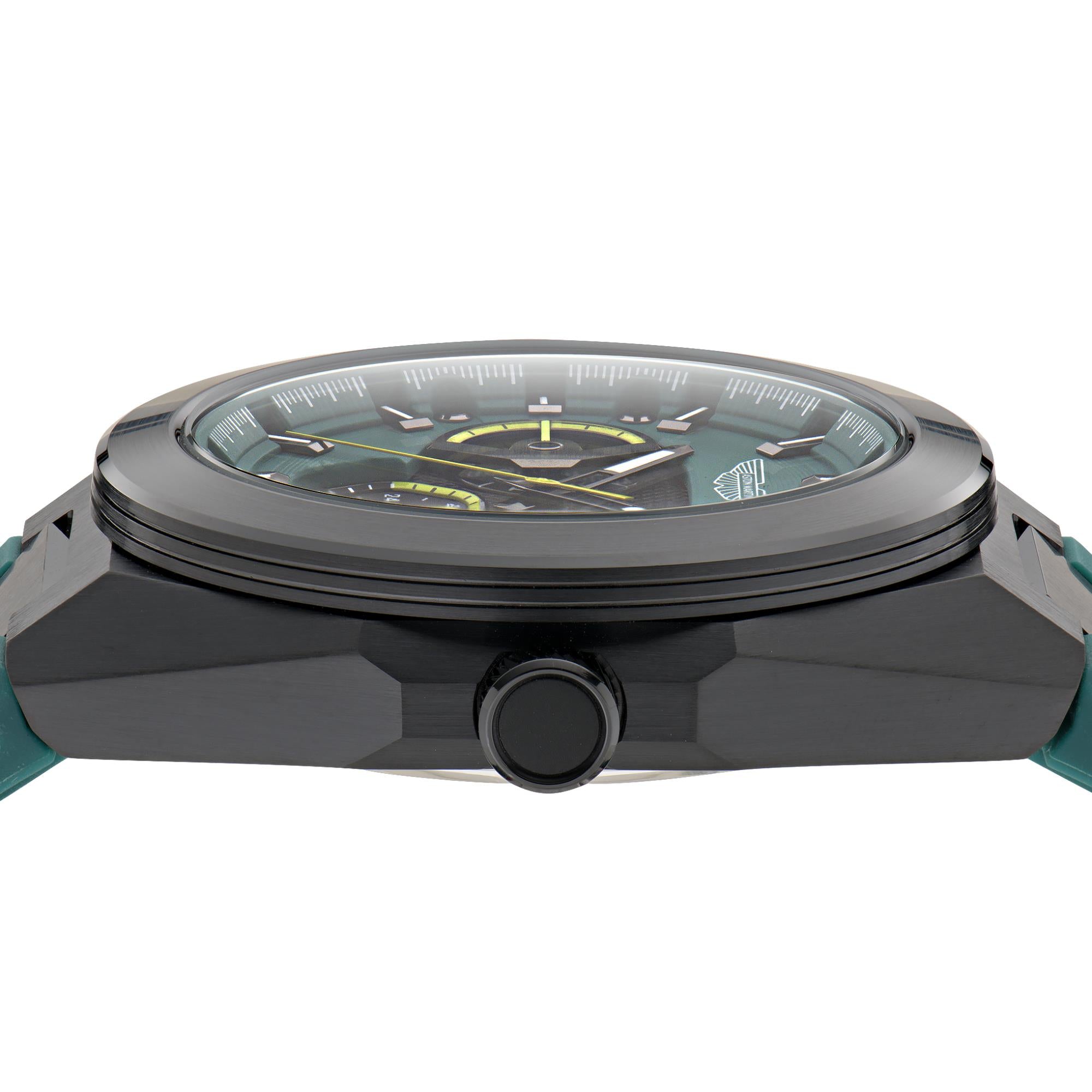 Aston Martin Quartz Chronograph Green Dial Podium Green Silicone Strap Watch MTRI1F503