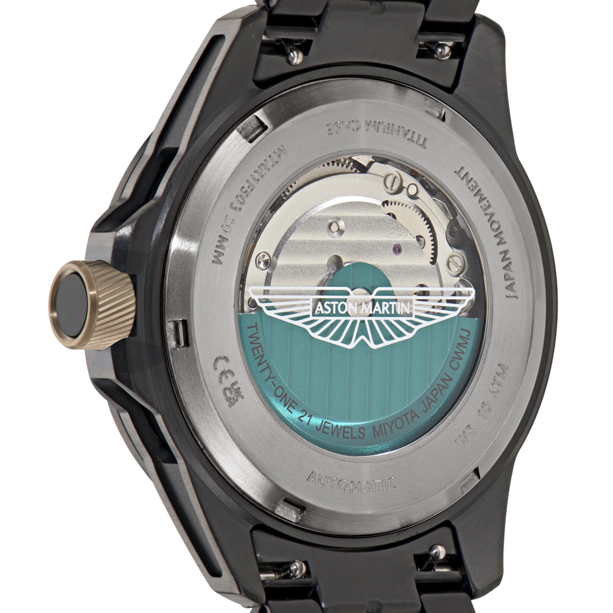 Aston Martin Automatik schwarzes Zifferblatt IP Schwarz RSST-Armband Herren Uhr MTRR1F503
