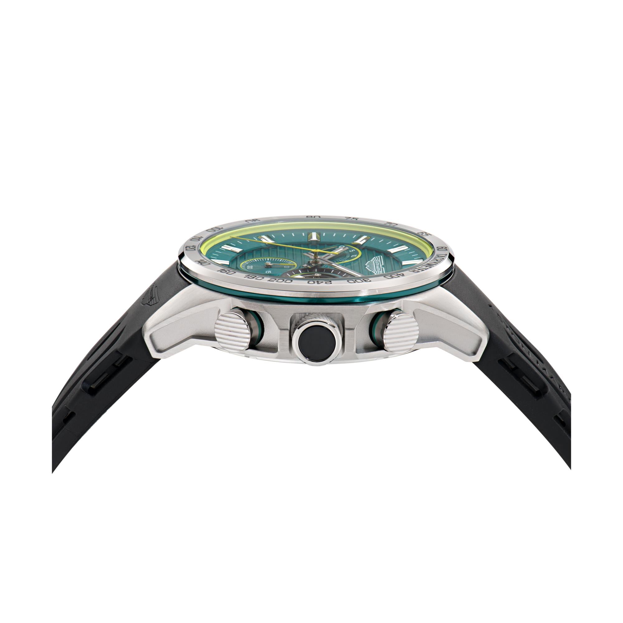 Aston Martin Quartz Chronograph Green Dial Black Silicone Strap Men's Watch MTRH1F502