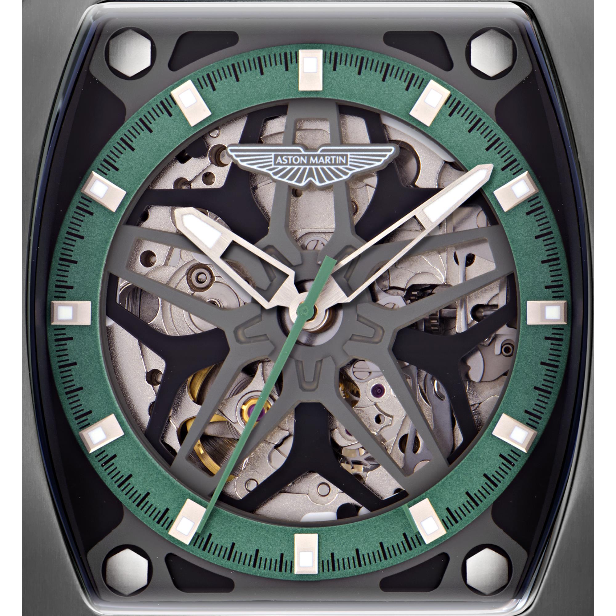 Aston Martin Automatic Green Dial Black Silicone Strap Men's Watch MTRT1F502