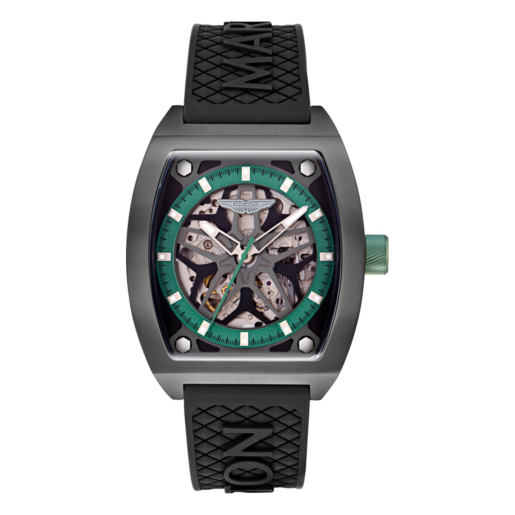 Aston Martin Automatic Green Dial Black Silicone Strap Men's Watch MTRT1F502