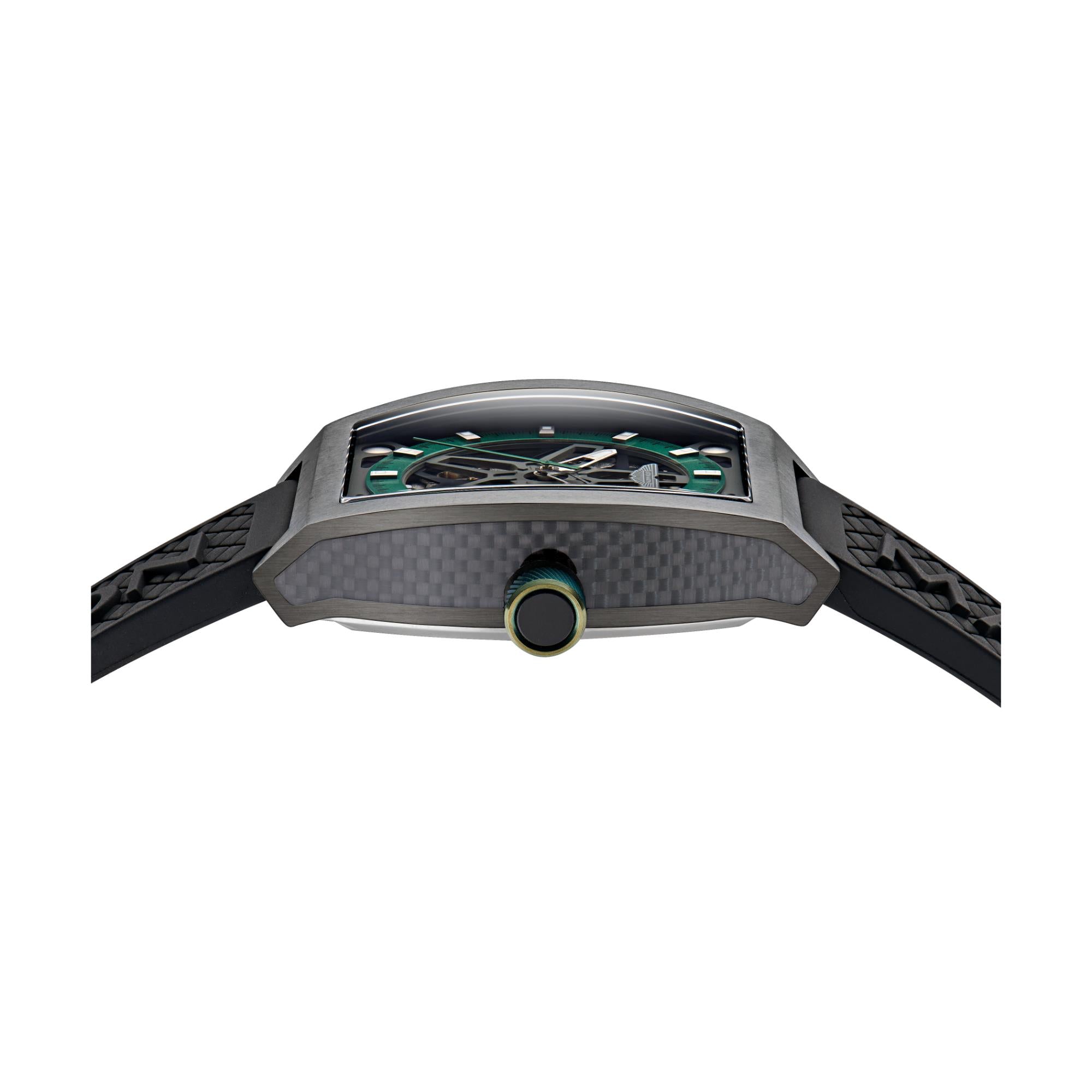Aston Martin Automatic Green Dial Black Silicone Strap Men's Watch MTRT1F502