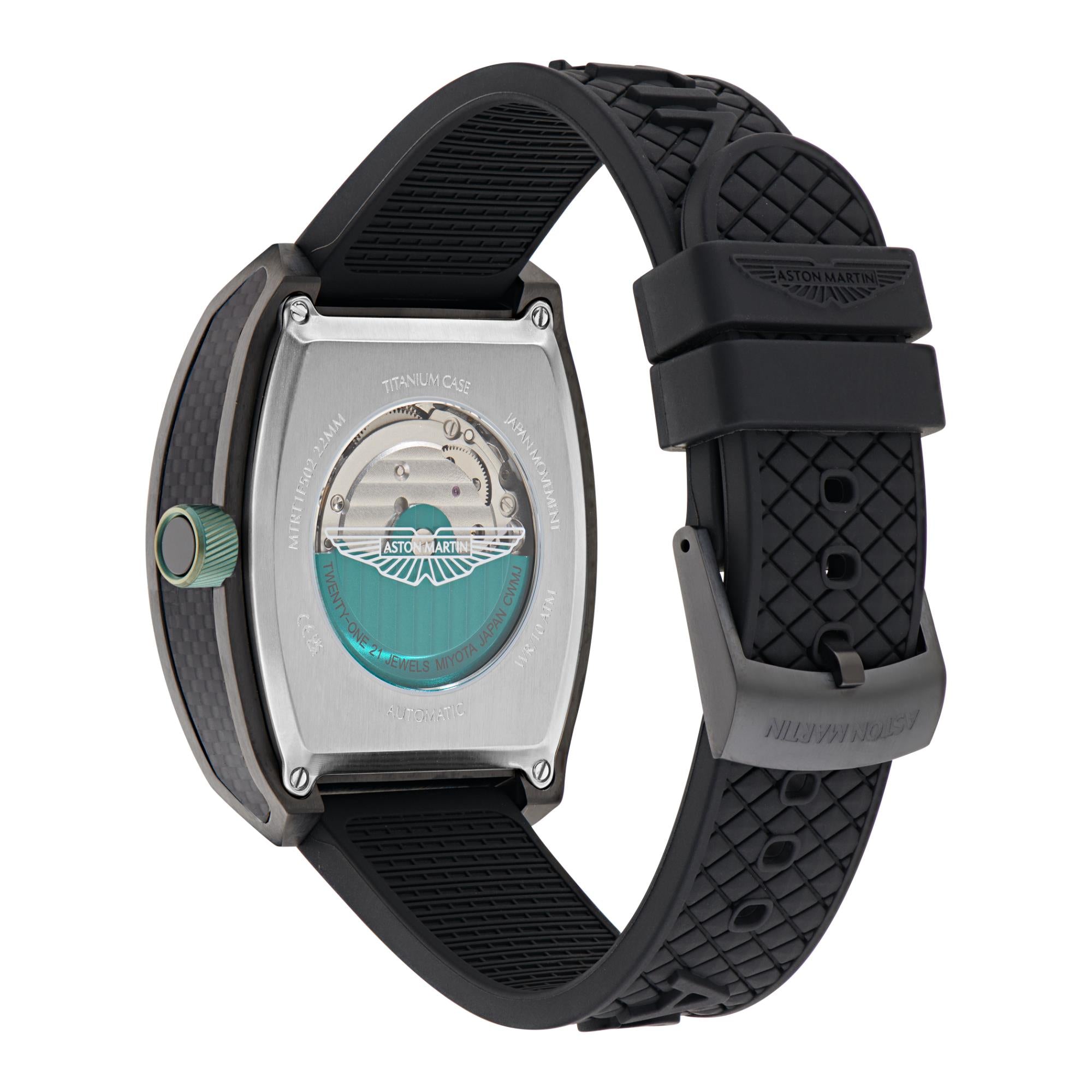 Aston Martin Automatic Green Dial Black Silicone Strap Men's Watch MTRT1F502