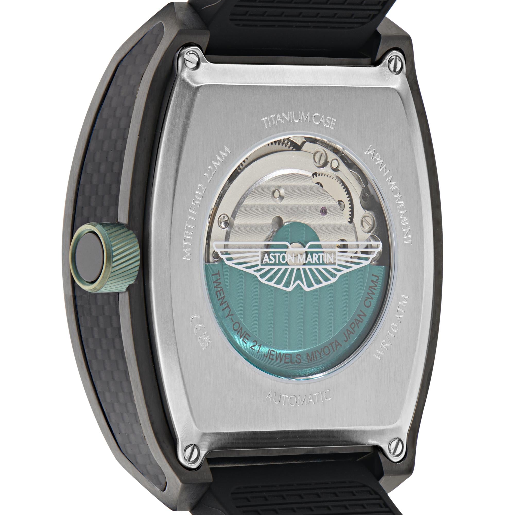 Aston Martin Automatic Green Dial Black Silicone Strap Men's Watch MTRT1F502