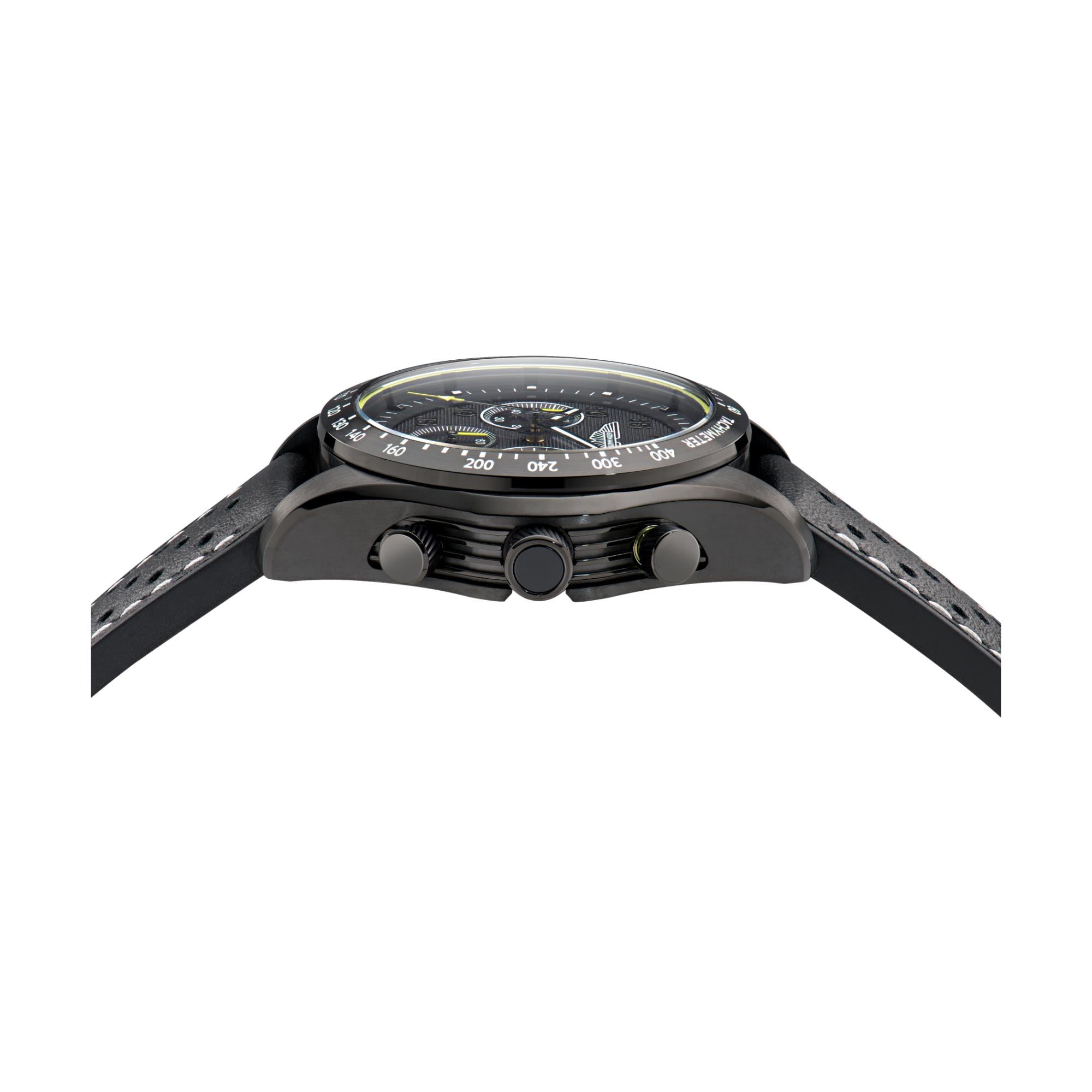 Aston Martin Quarz Chronograph schwarzes Zifferblatt Leder Uhr MTRS1F502