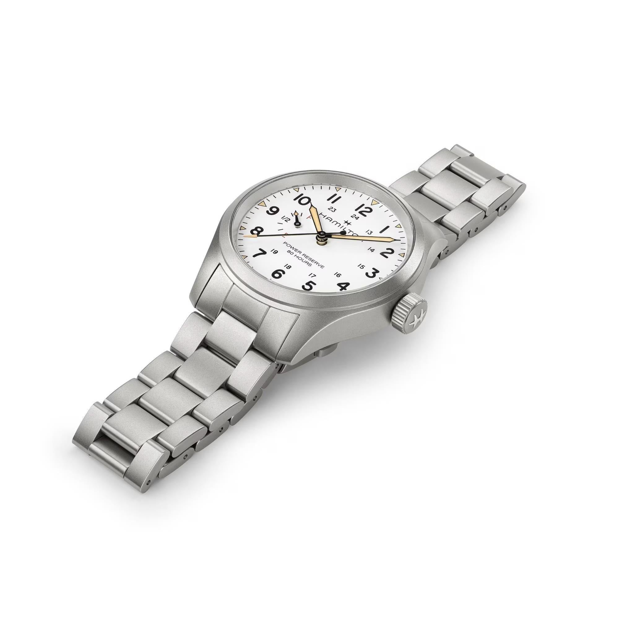 Hamilton Khaki Field H69509110 40mm sandblasted stainless steel case side profile