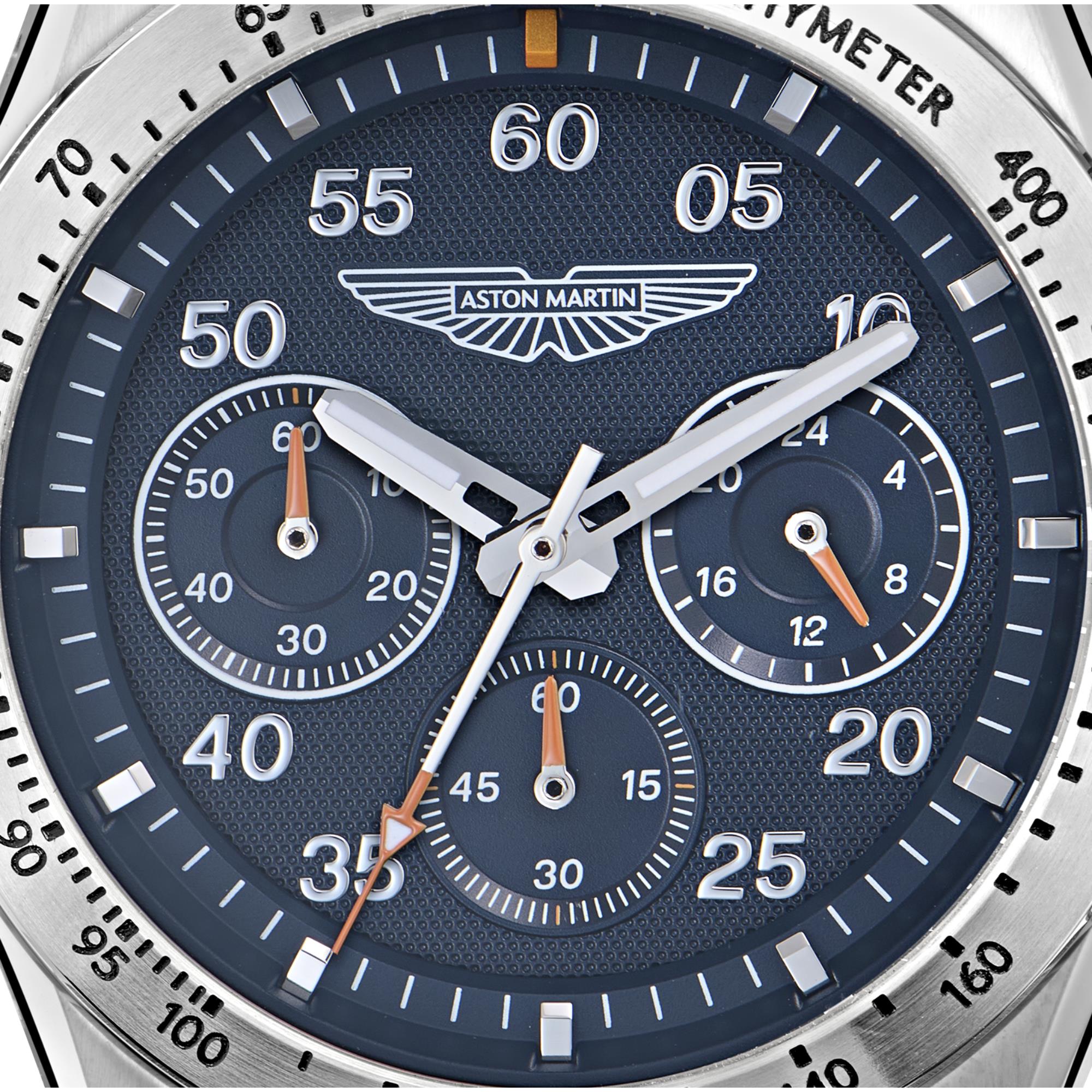 Aston Martin 42mm Chronograph Blue Dial RSST Bracelet Quartz Watch MTRS1F503