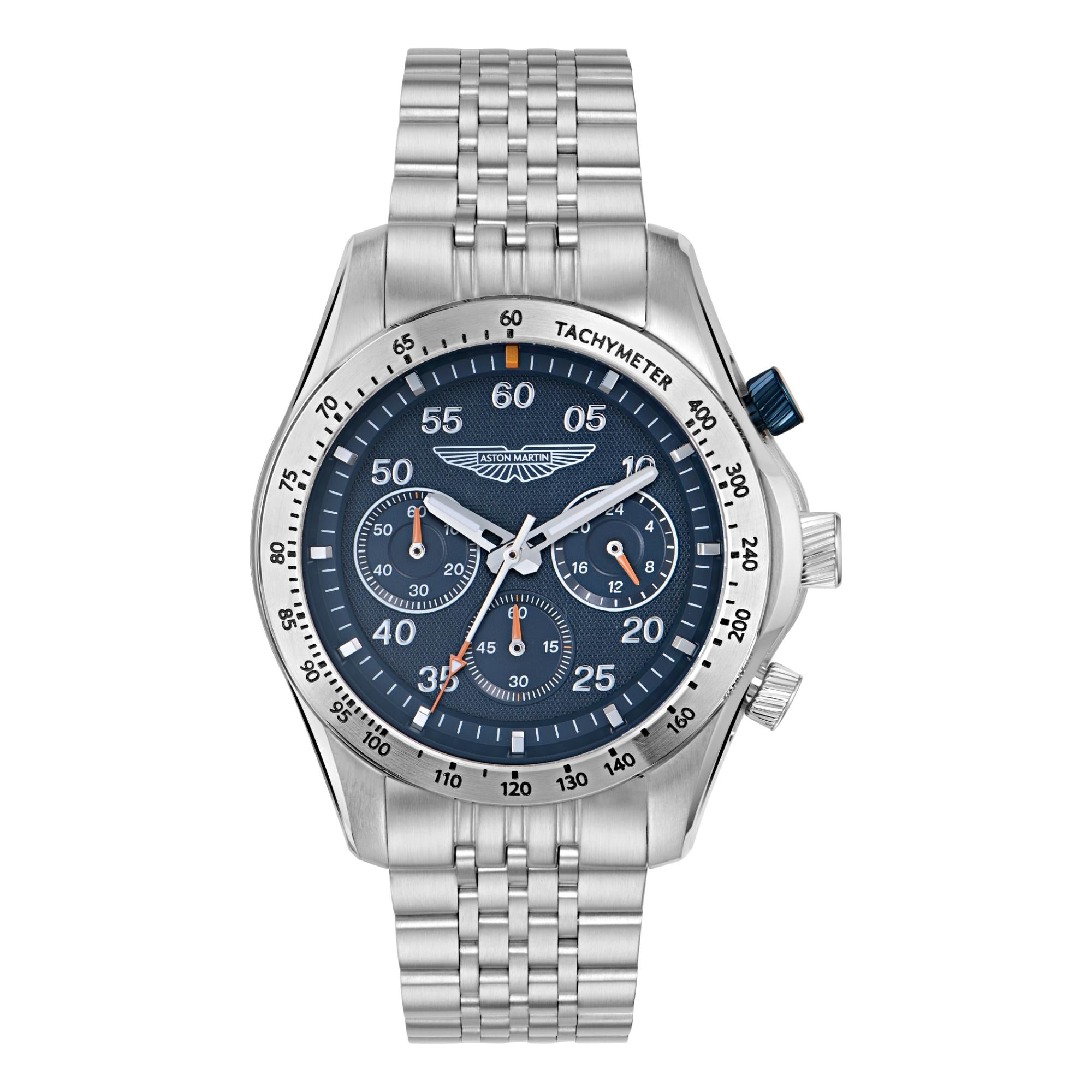 Aston Martin 42mm Chronograph Blue Dial RSST Bracelet Quartz Watch MTRS1F503