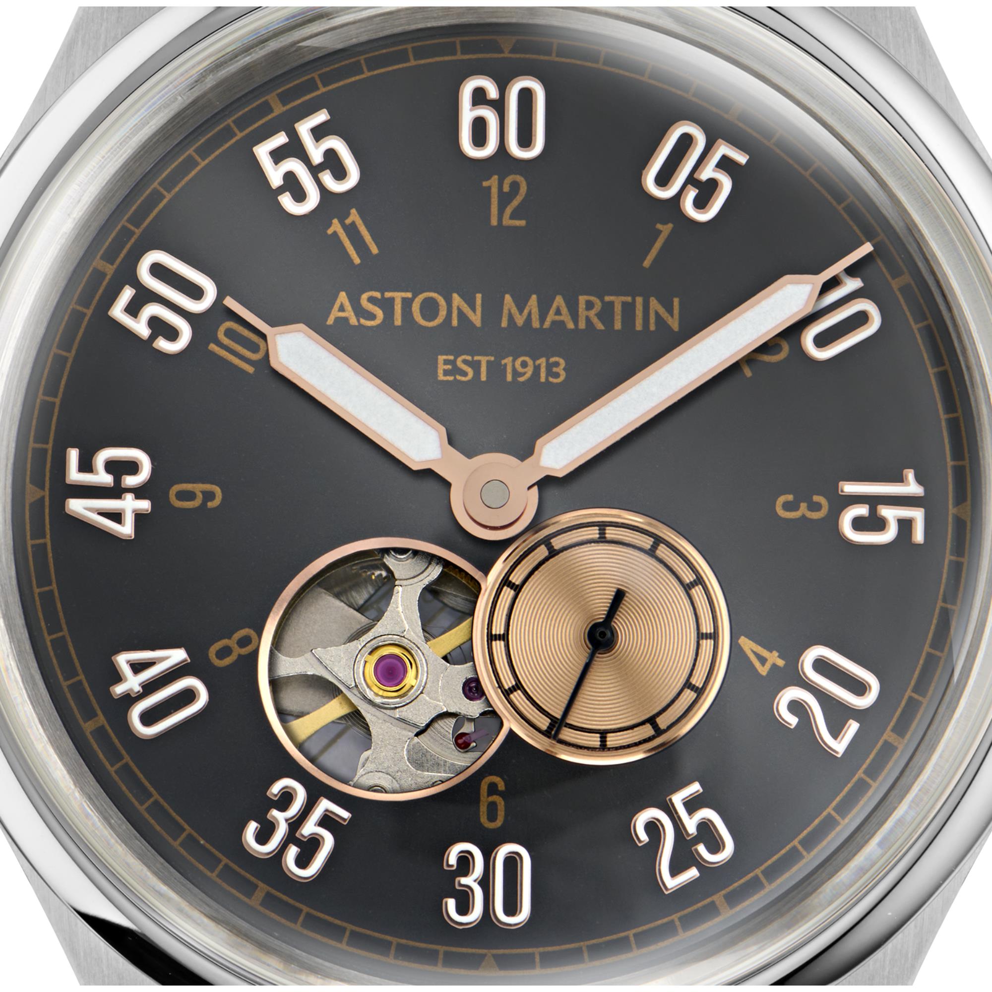 Aston Martin Automatic Black Dial Brown Leather Strap Men's Watch MTTS1F501