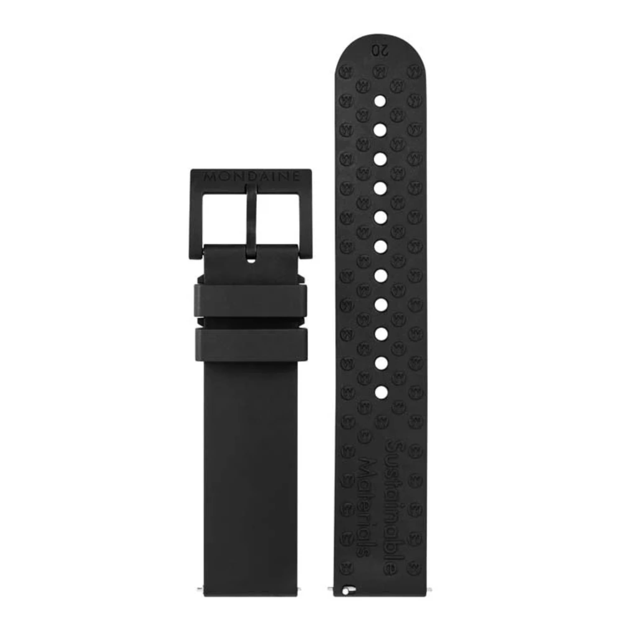 Mondaine Schwarzes Gebürstetes Biobasiertes Gummi Uhrarmband FP16920.23B