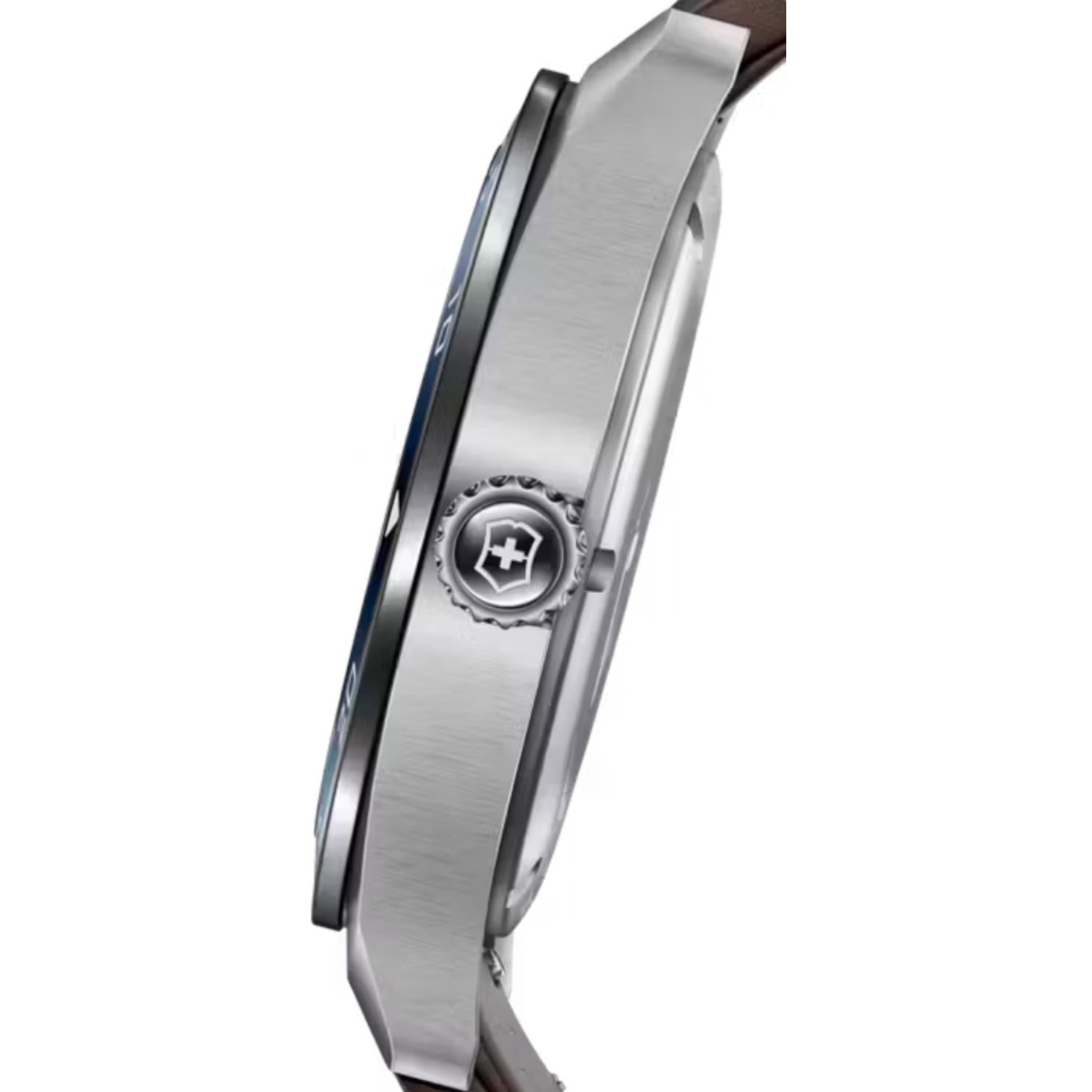 Victorinox Swiss Army 42mm Blue Dial Leather Mens Quartz Watch 242040