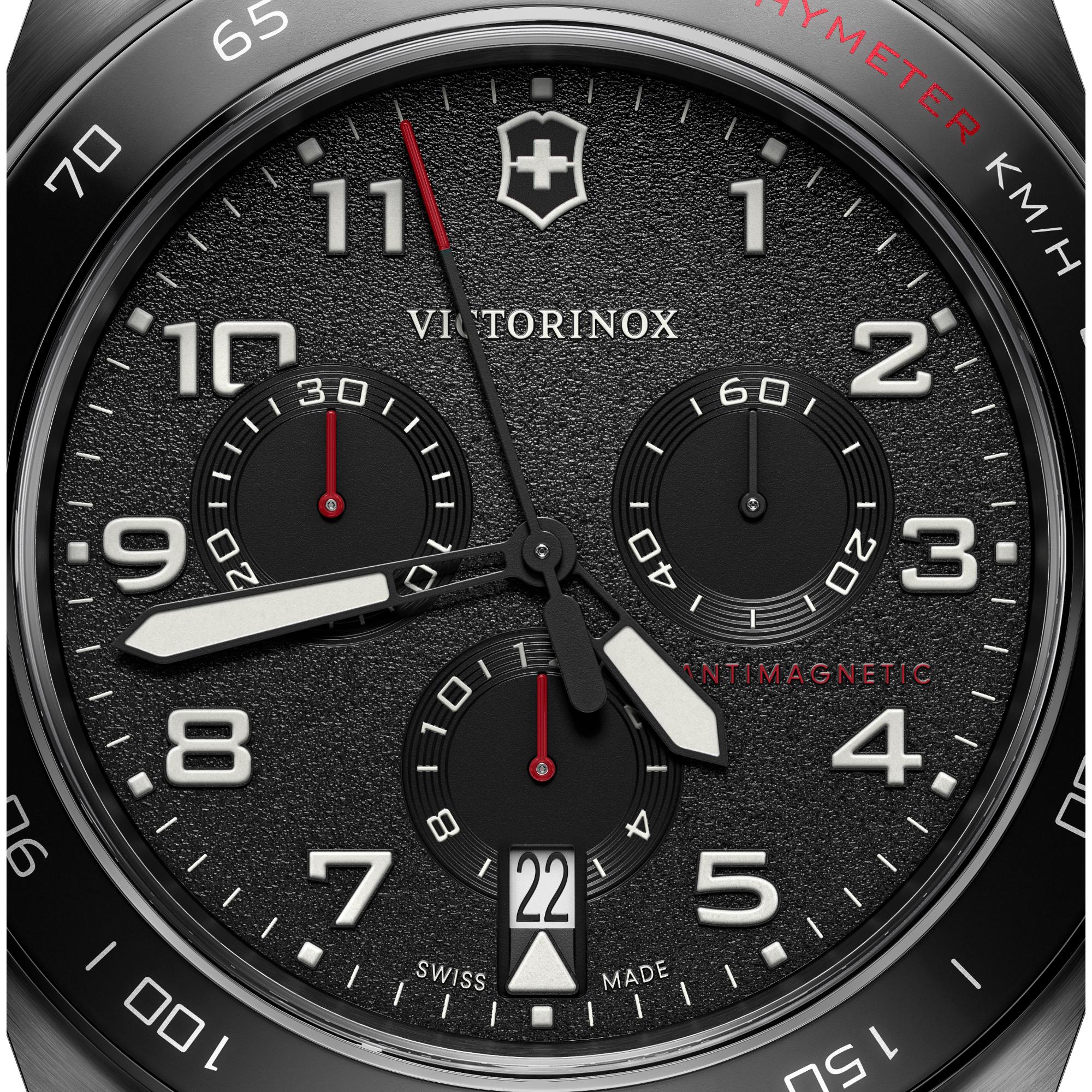 Victorinox Swiss Army 42mm Chronograph Black Dial Rubber Mens Quartz Watch 242051