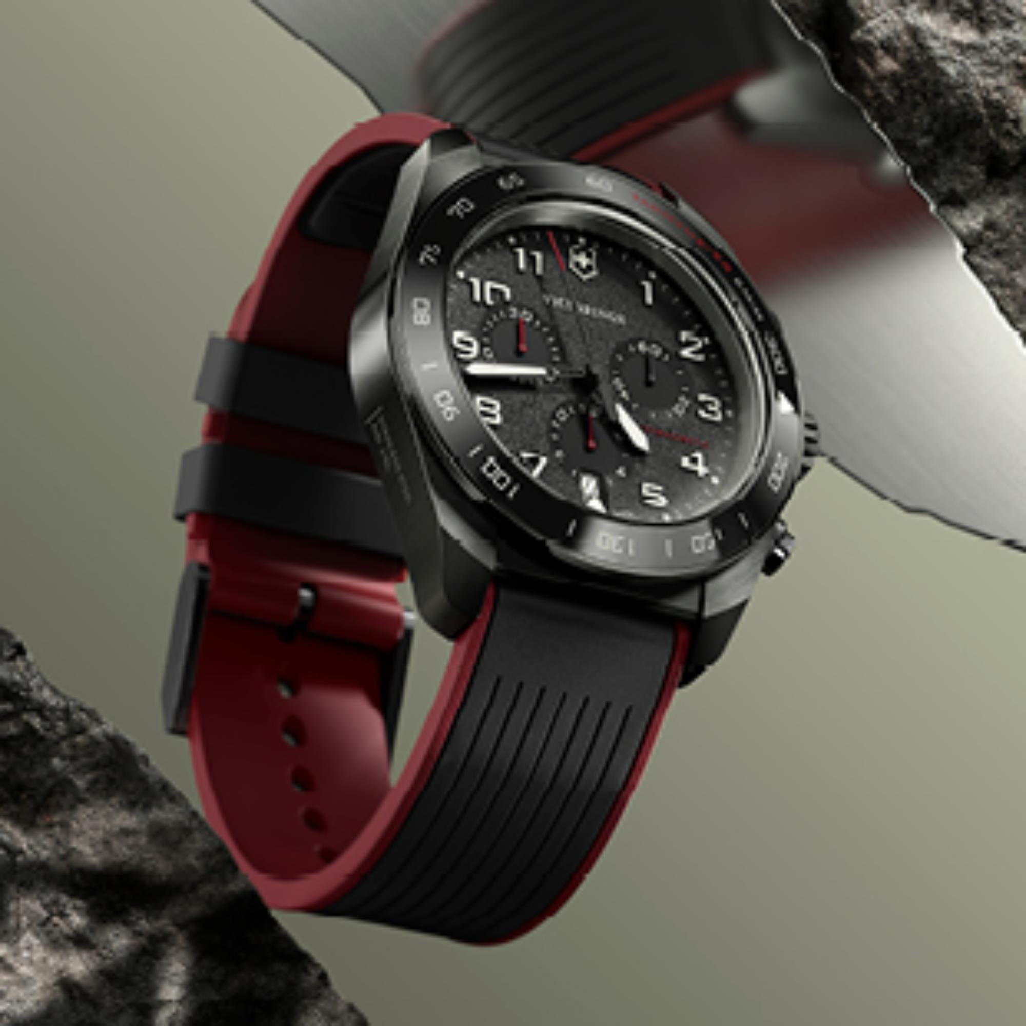 Victorinox Swiss Army 42mm Chronograph Black Dial Rubber Mens Quartz Watch 242051