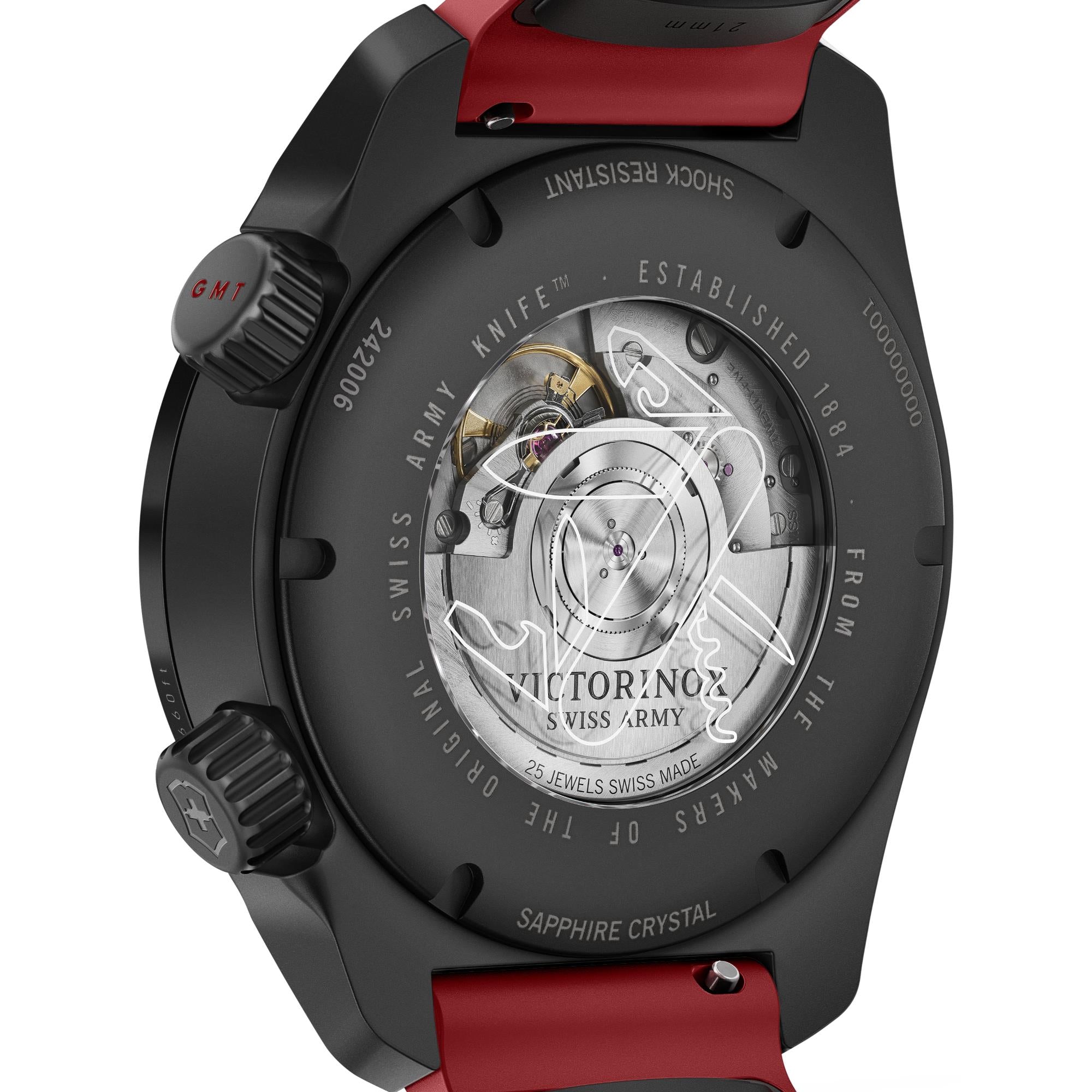 Victorinox Air Pro 43mm GMT Black Dial Rubber Mens Automatic Watch 242006