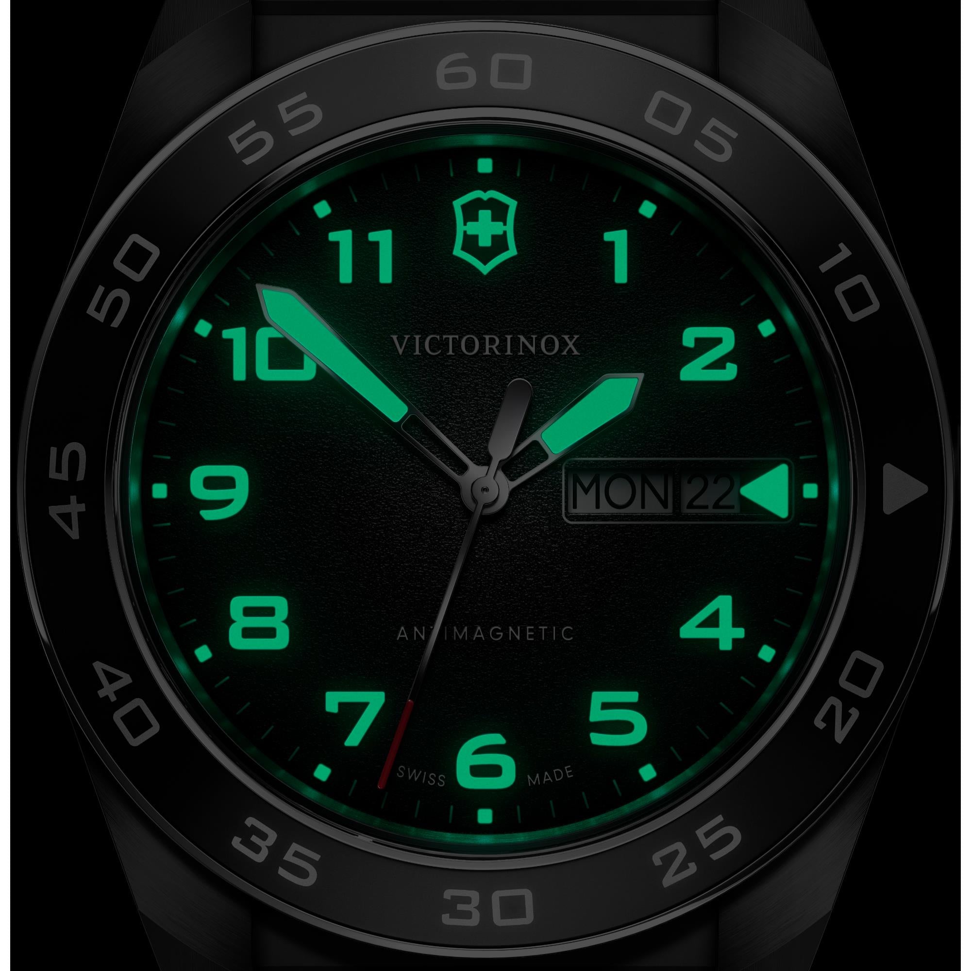 Victorinox Swiss Army 42mm Black Dial Leather Mens Quartz Watch 242041