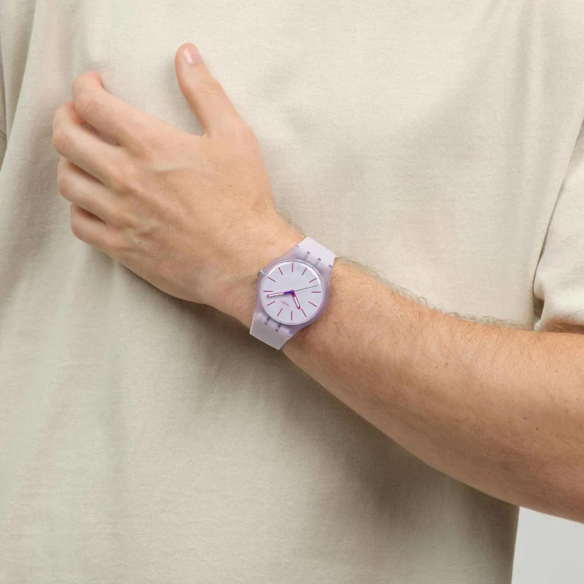 Swatch Originals Lavendaze Quartz Purple Dial Silicone Strap Watch SO29V101