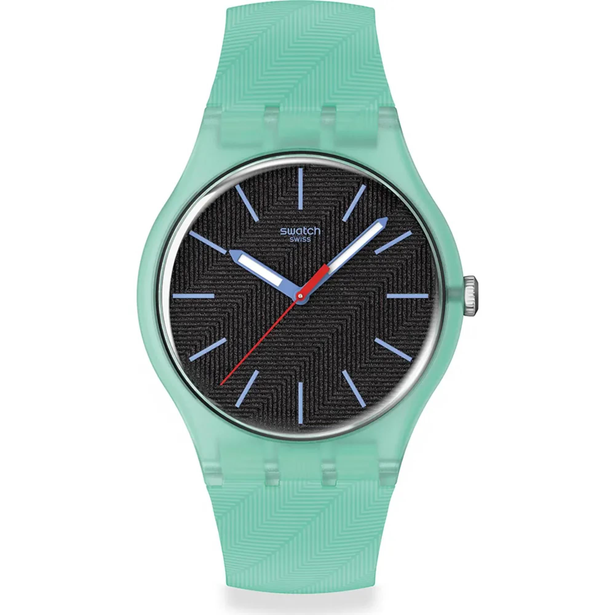 Swatch Originals Hint of Mint Quartz Black Dial Silicone Watch SO29L103