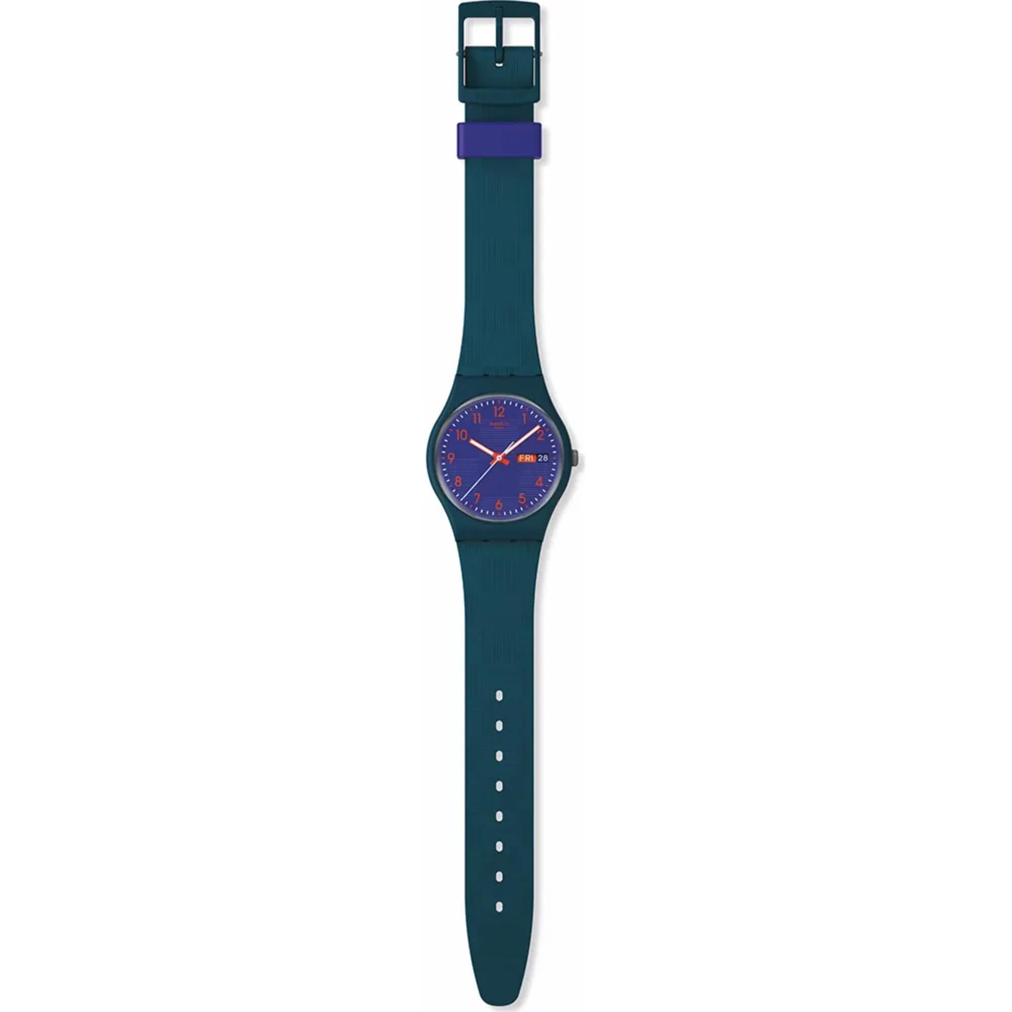 Swatch Originals Musterbildung Blau Zifferblatt Silikonarmband Uhr SO28N706