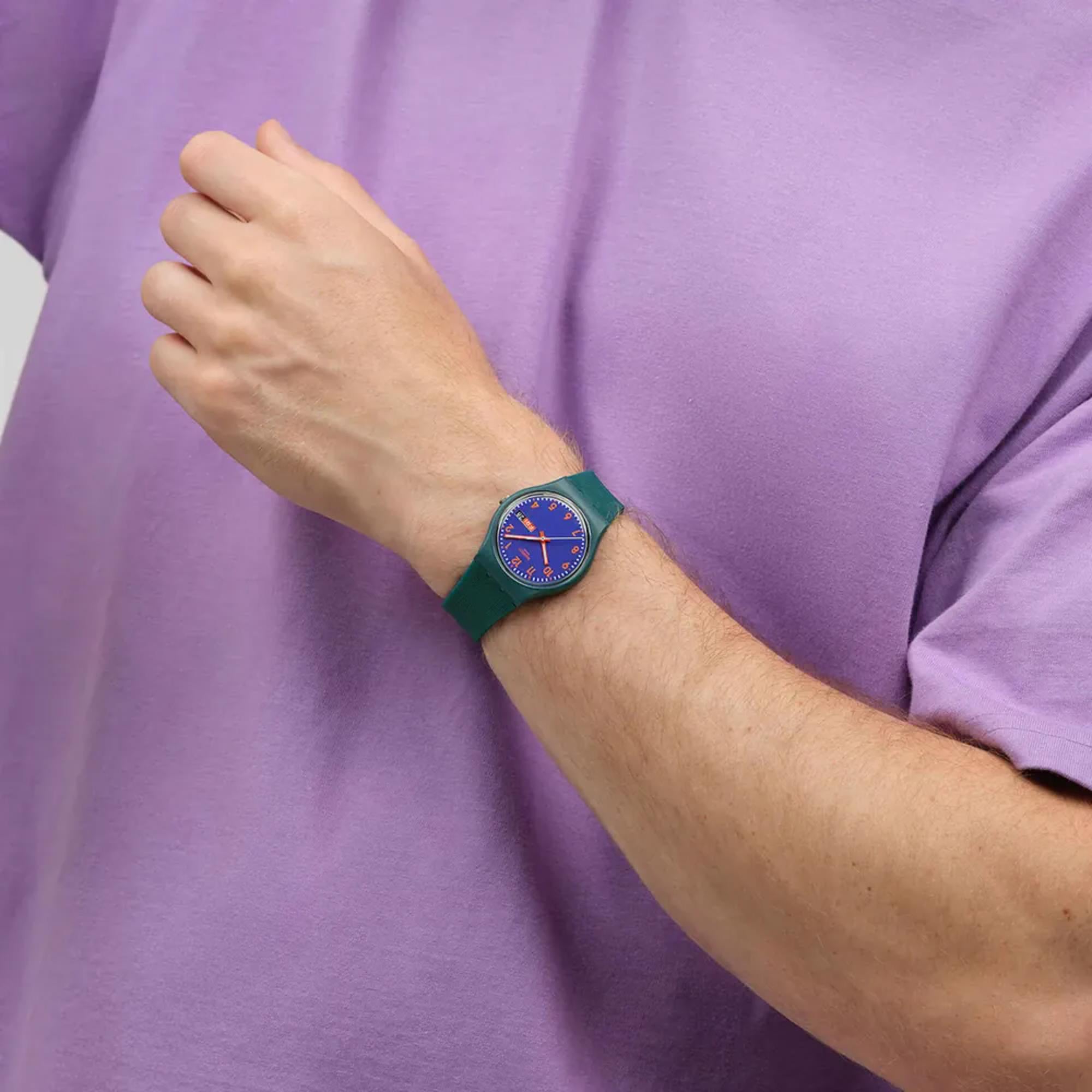 Swatch Originals Musterbildung Blau Zifferblatt Silikonarmband Uhr SO28N706