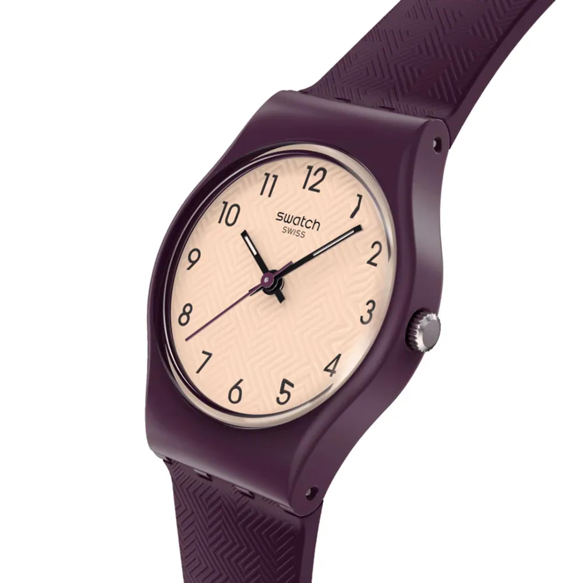Swatch Originals Wiederholung Chic Quarz Beige Zifferblatt Silikonarmband Uhr LR138