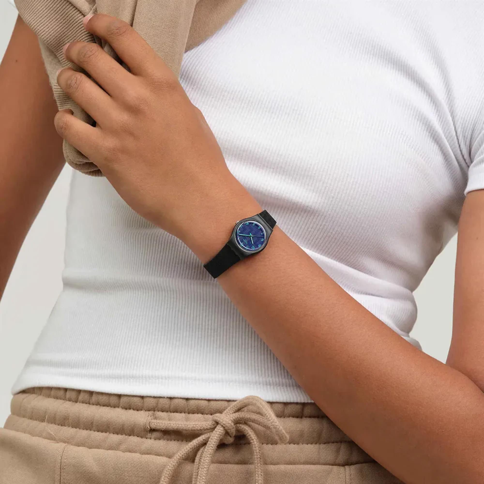 Swatch Originals Anmut in der Zeit Quarz Blau Zifferblatt Silikonarmband Uhr LB188