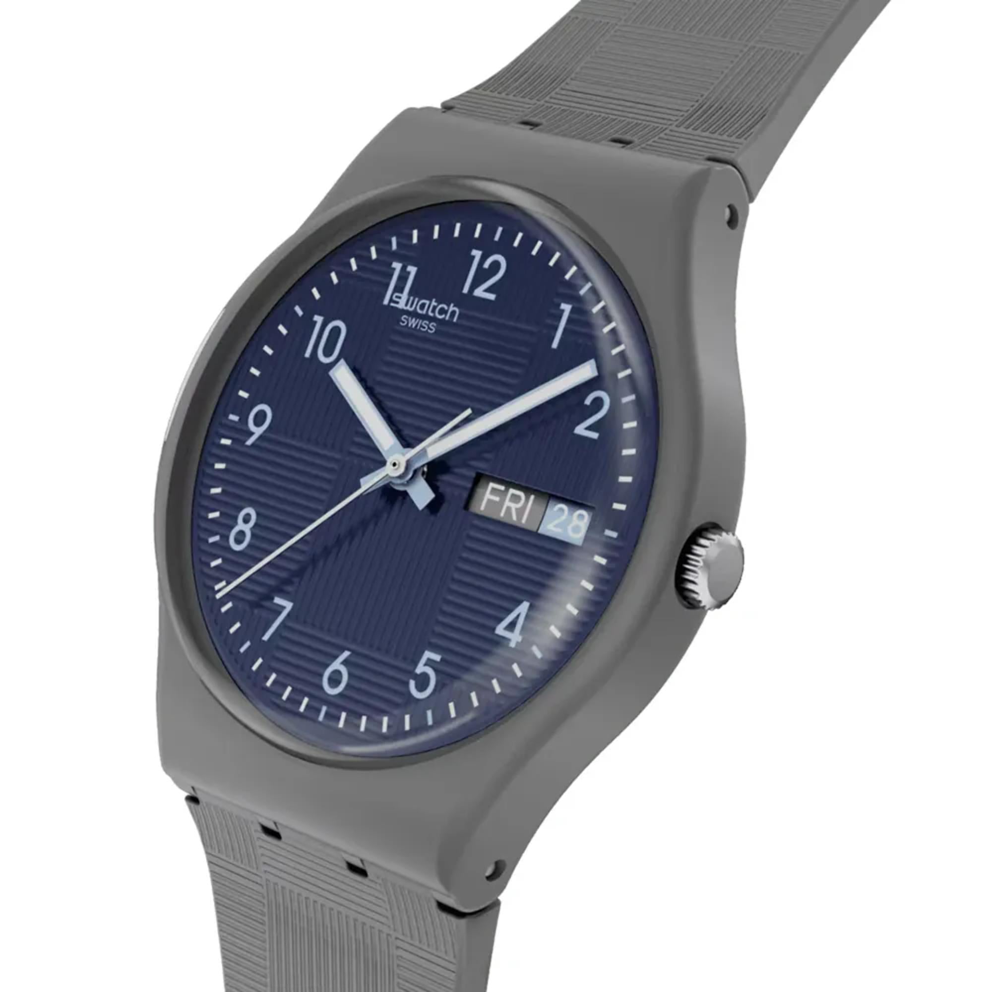 Swatch Originals Fliesen Zifferblatt Quarz Blau Zifferblatt Silikonarmband Uhr SO28M701