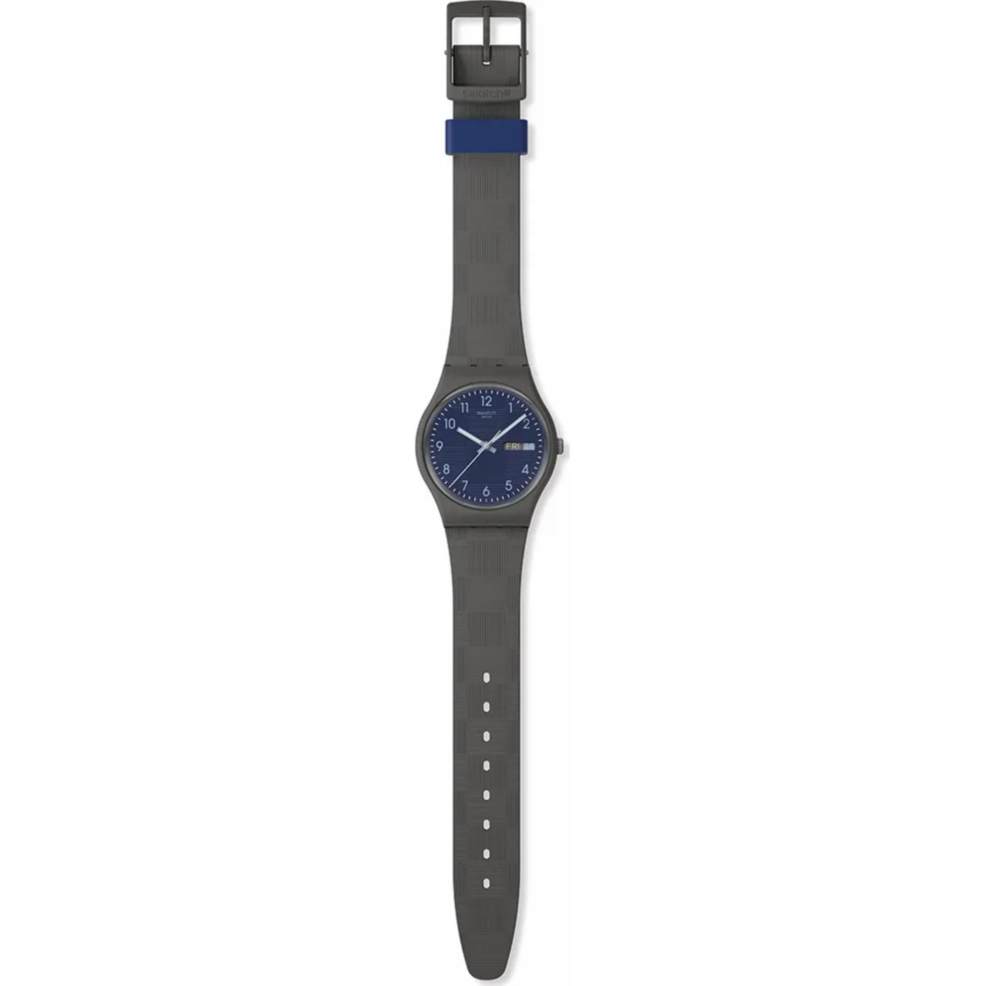 Swatch Originals Fliesen Zifferblatt Quarz Blau Zifferblatt Silikonarmband Uhr SO28M701
