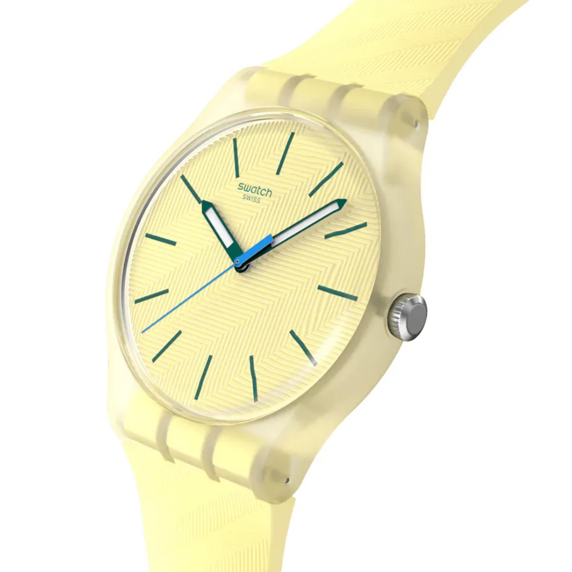 Swatch Originals Zitrus Neigung Quarz Gelb Zifferblatt Silikonarmband Uhr SO29J102
