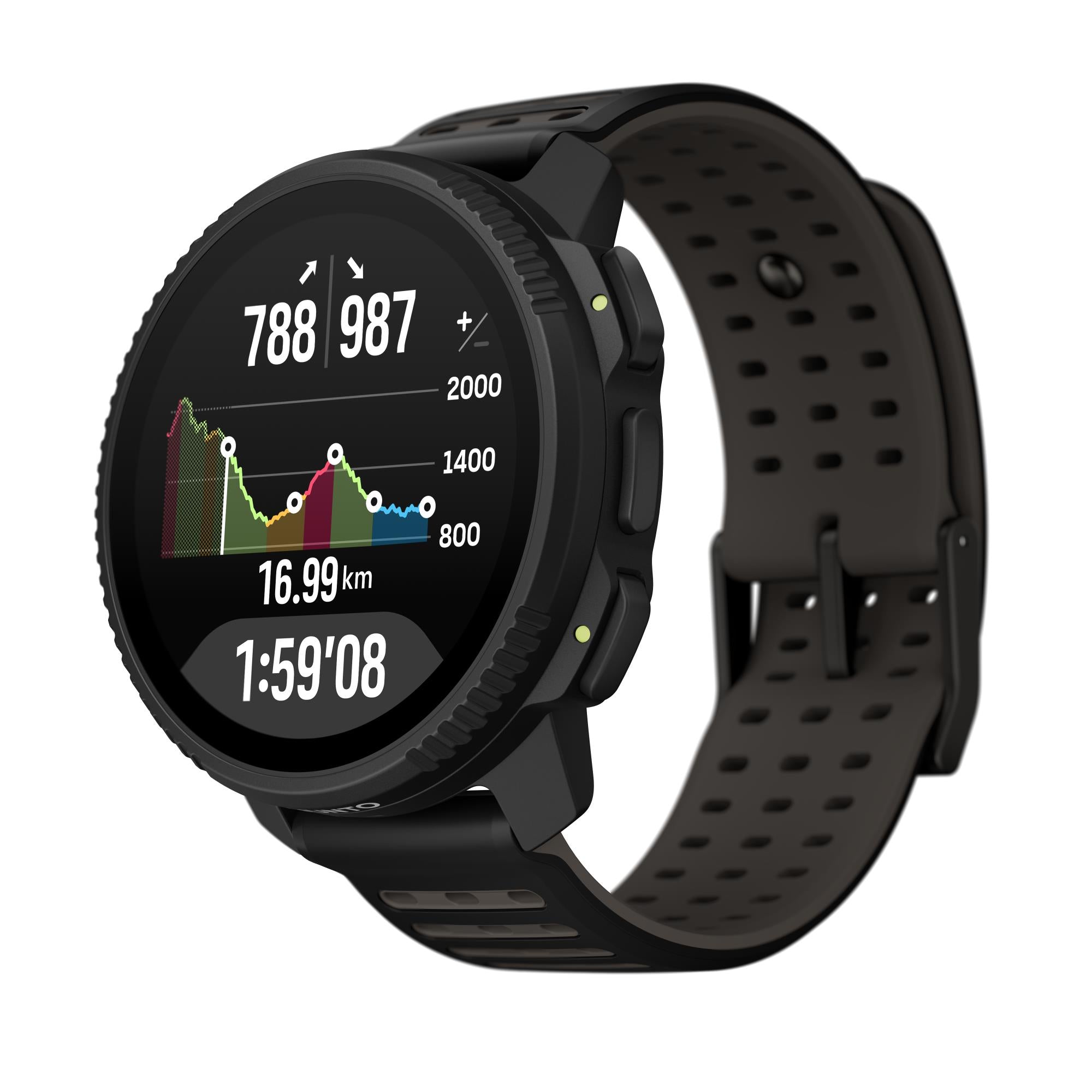 Suunto Vertical 2 All Black AMOLED Digital Silicone Strap Smart Watch SS051204000