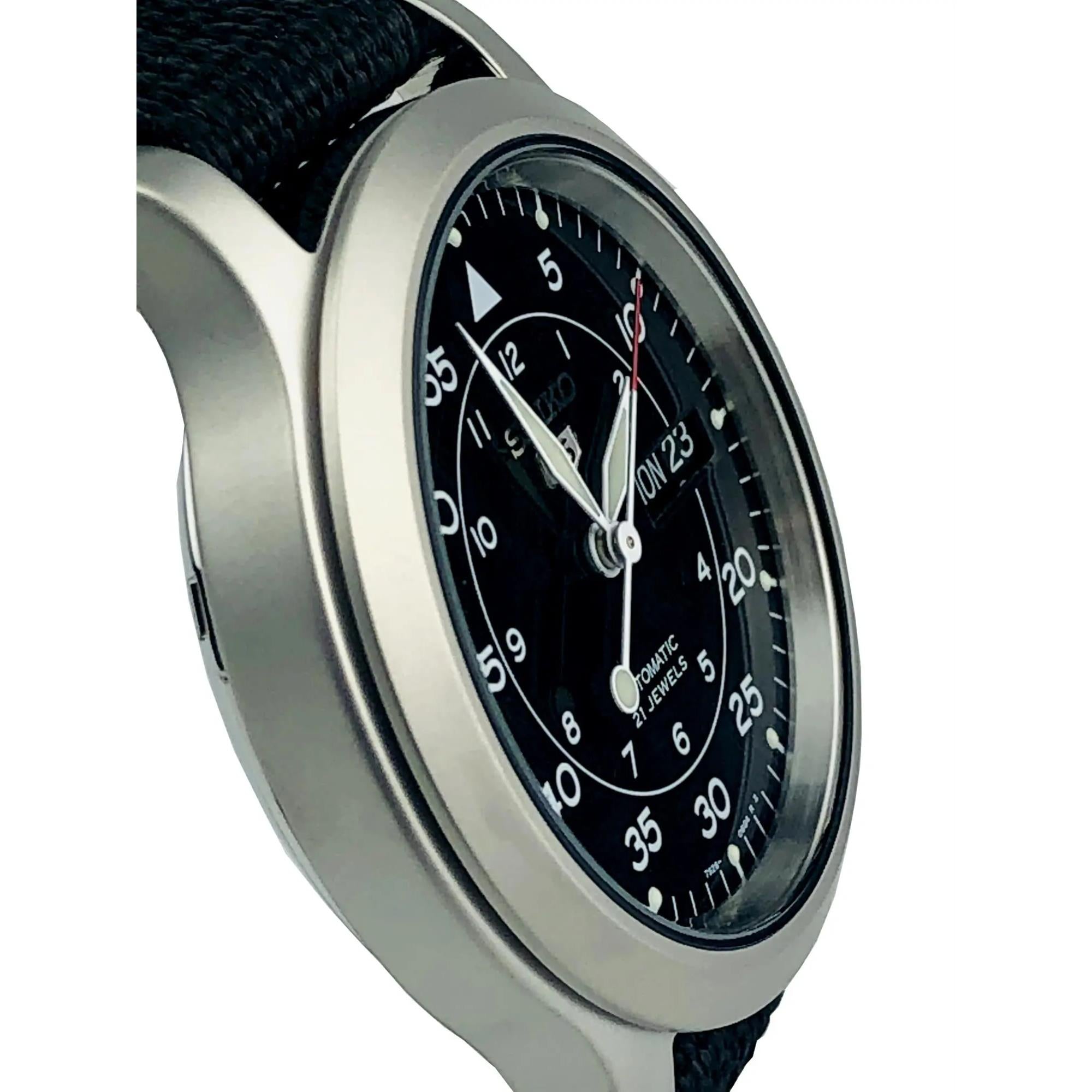 Seiko 5 Automatic Black Dial Black NATO Fabric Strap Men's Watch SNK809K2 - WatchNation