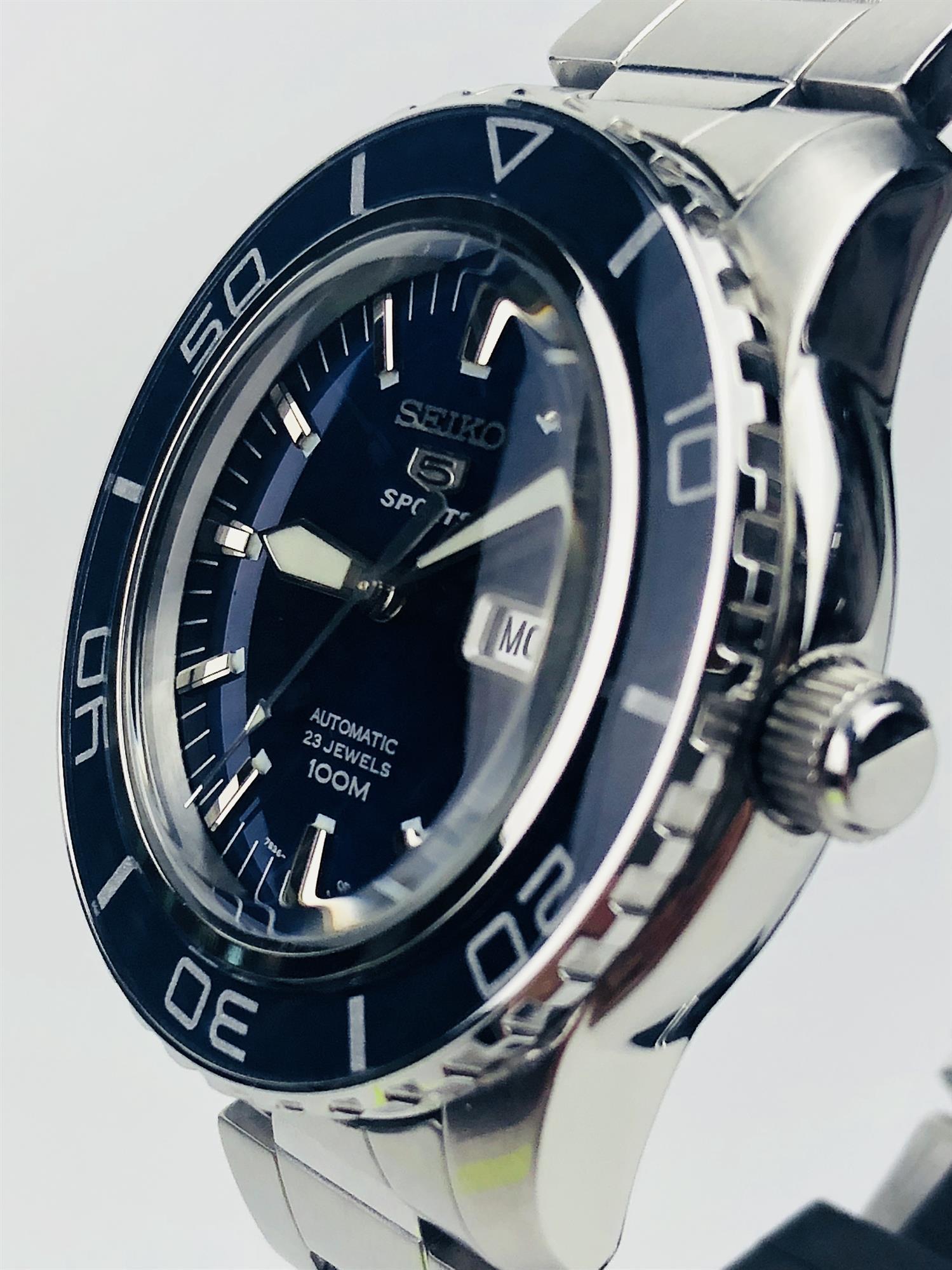 Seiko 5 Sports Automatic Blue Dial Stainless Steel Men's Watch SNZH53K1 - WatchNation