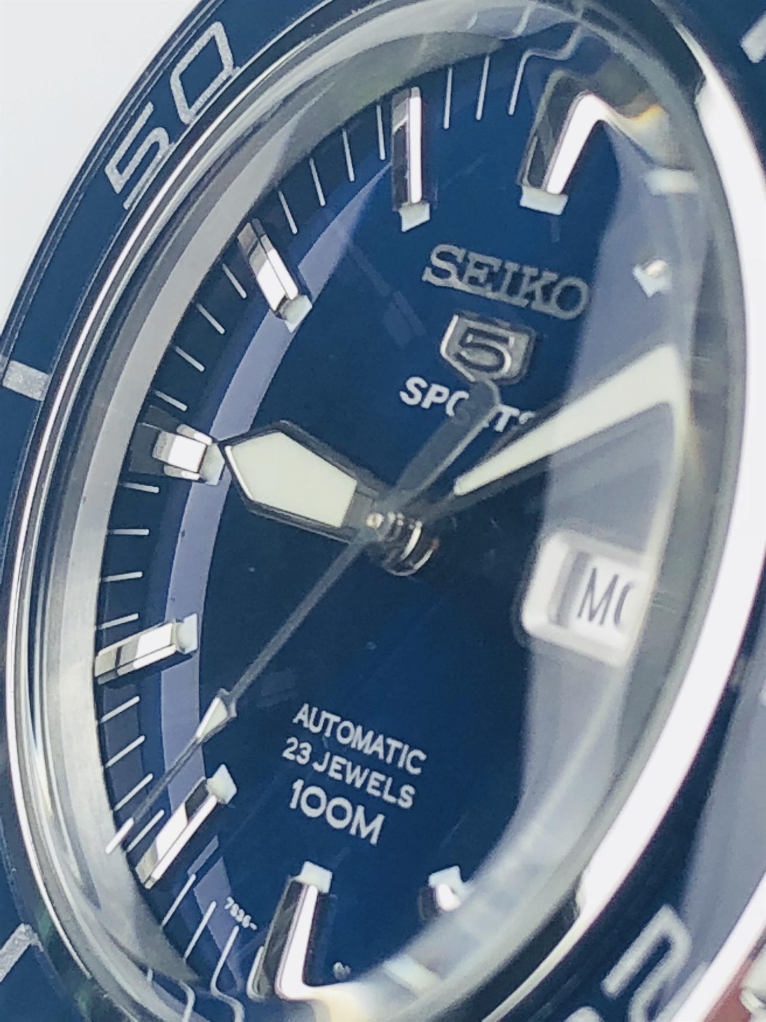 Seiko 5 Sports Automatic Blue Dial Stainless Steel Men's Watch SNZH53K1 - WatchNation